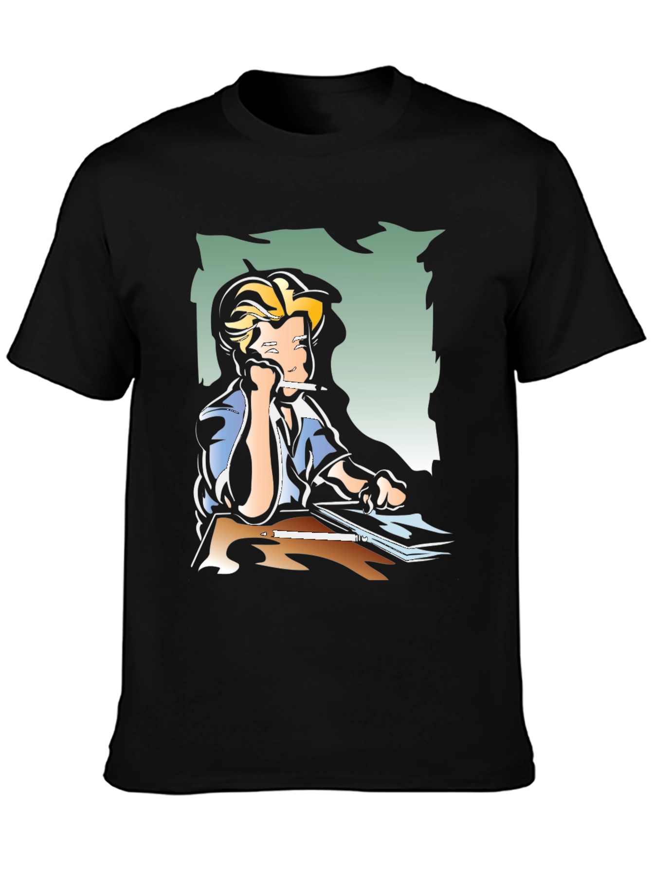 Black Creative Cartoon Graphic Tee - Black view 3