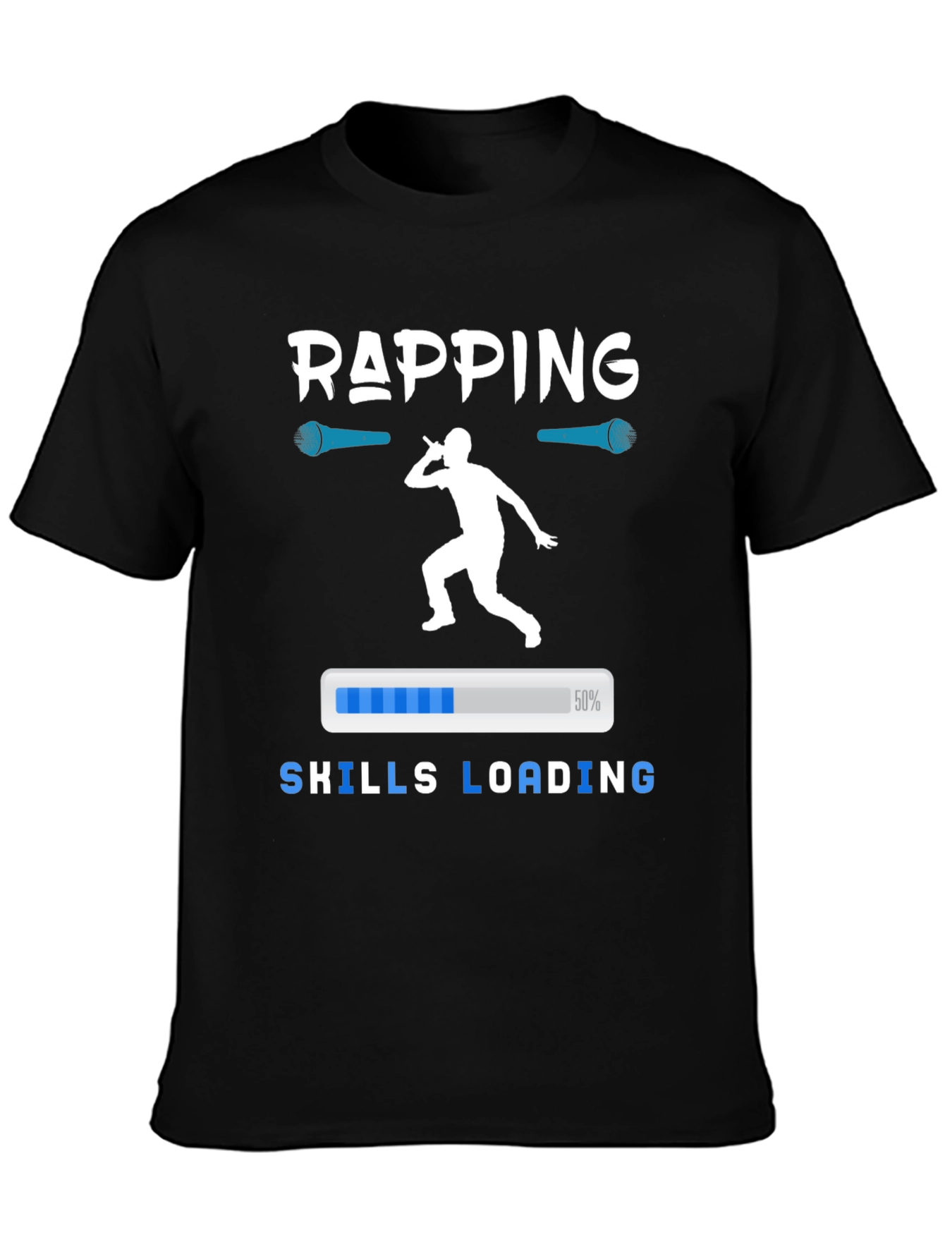Black Rapping Skills Loading Graphic T-Shirt view 3
