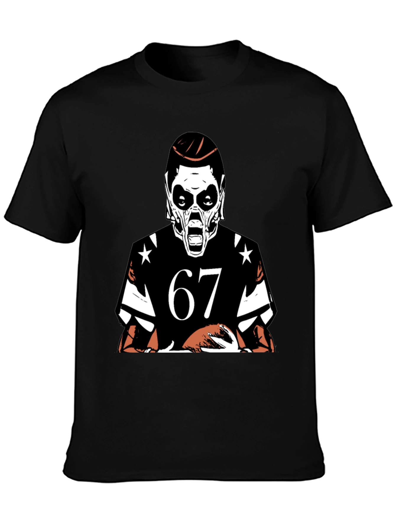 Black Grim Reaper Football Tee - Number 67 Graphic Shirt view 3
