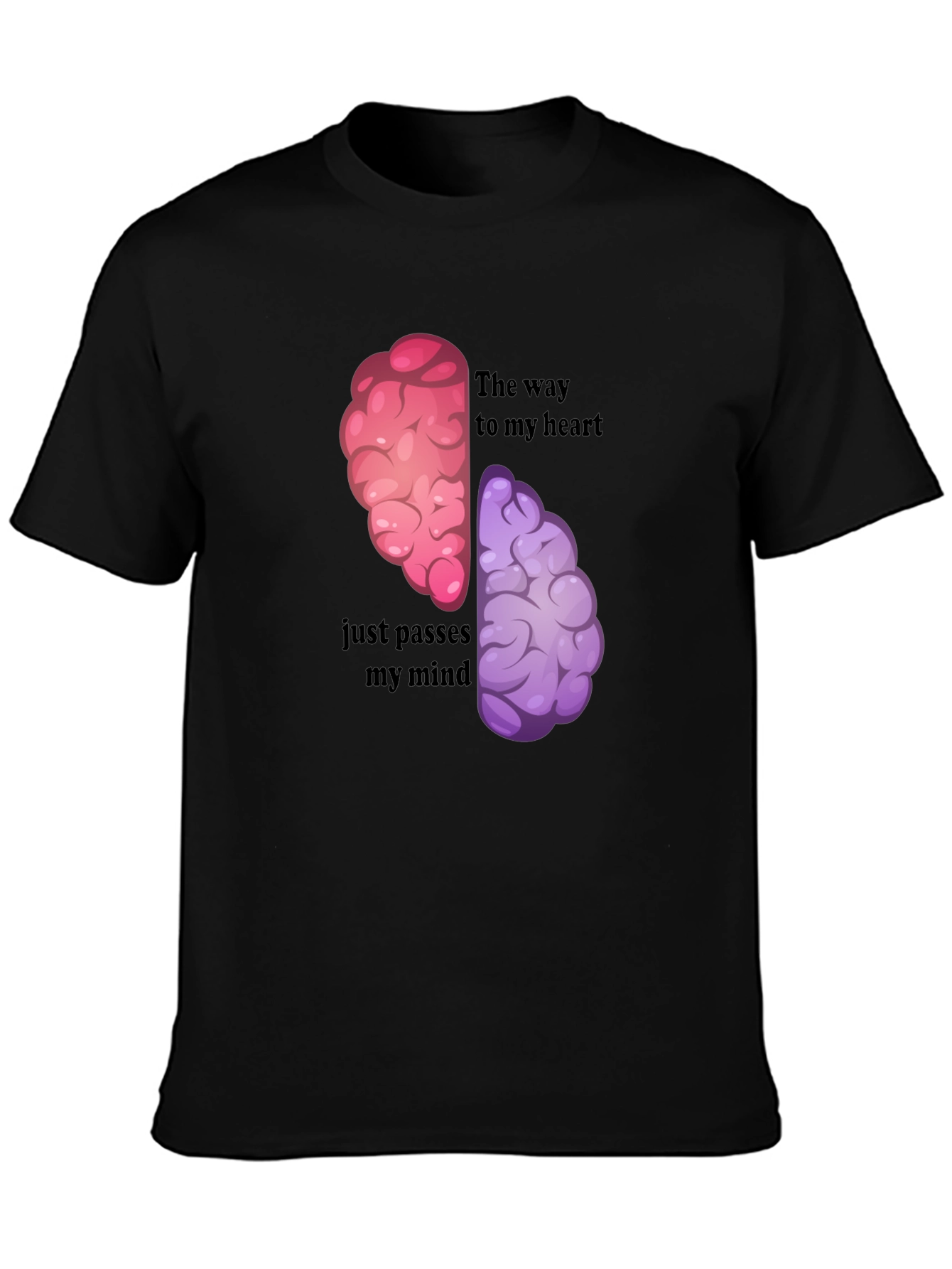 Black Brain Humor Graphic T-Shirt - The Way to My Heart view 3