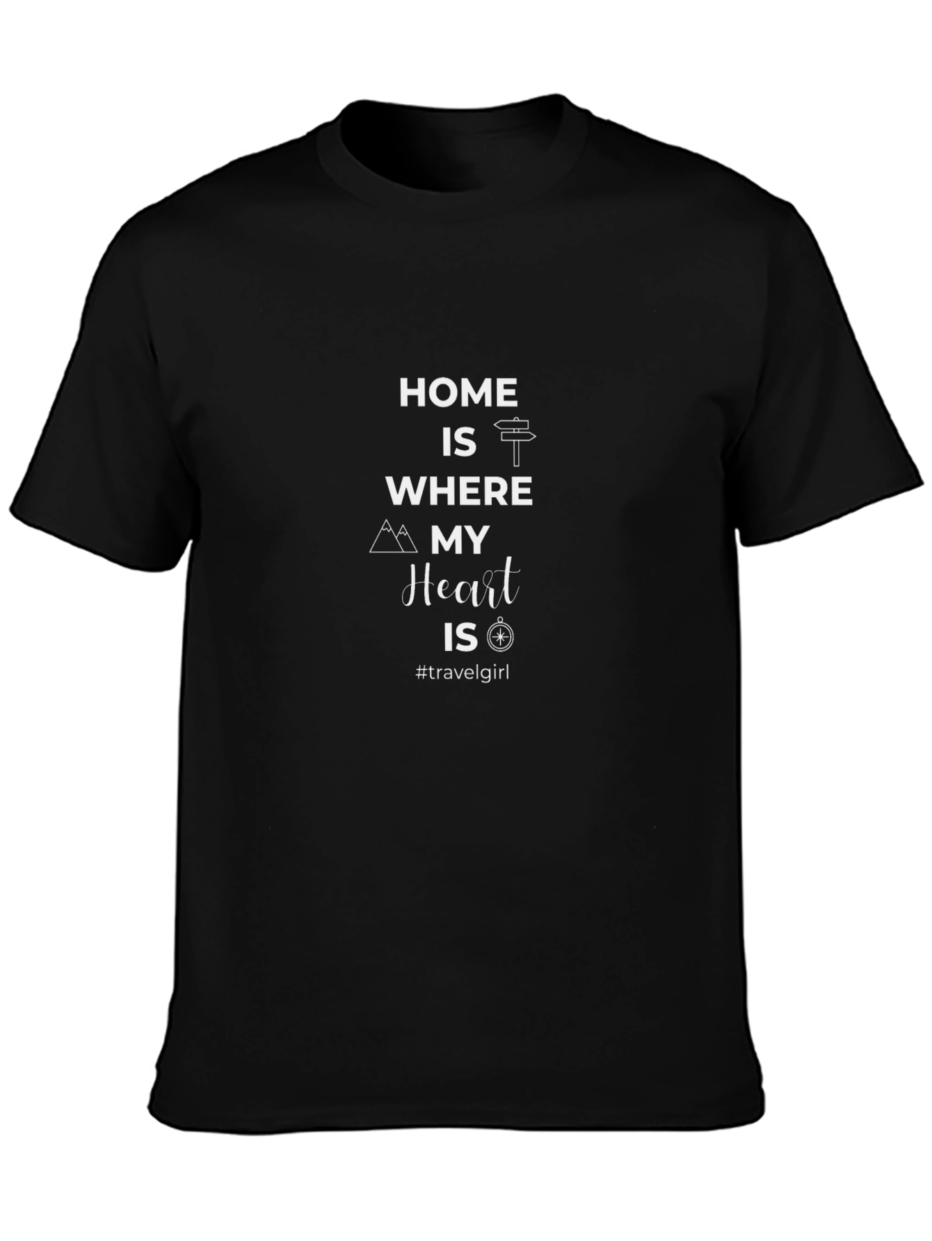 Travel Girl Black Cotton T-Shirt - 3
