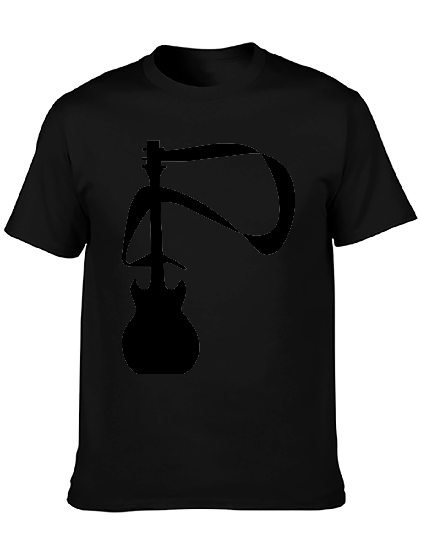 Black Abstract Guitar Graphic T-Shirt view 3