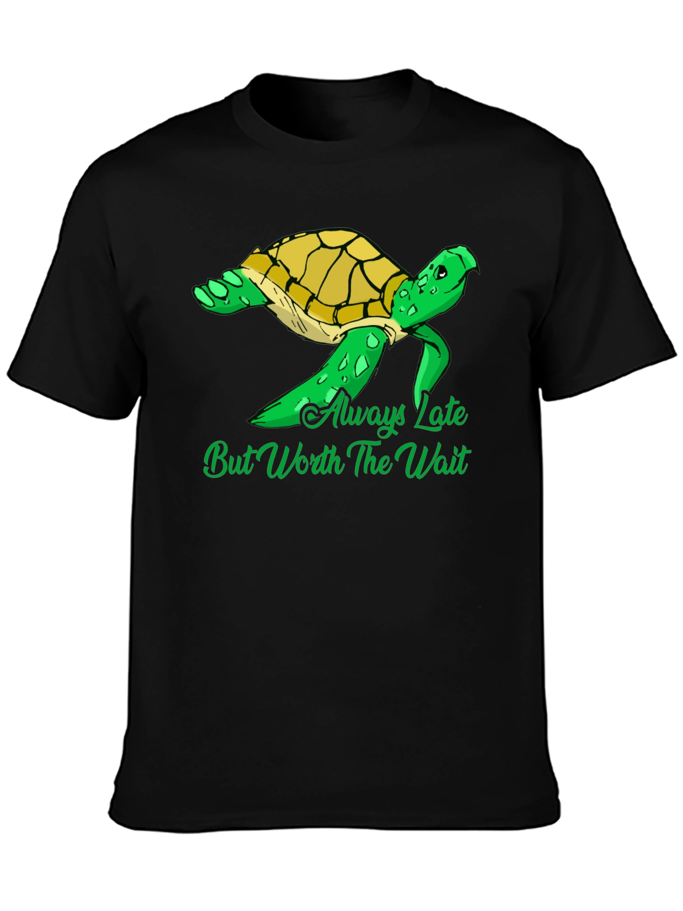 Black Always Late Turtle Graphic T-Shirt view 3