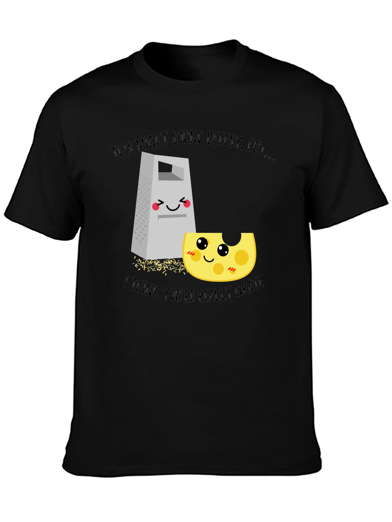 Black Funny "Cheesy Grate" Graphic T-Shirt view 3