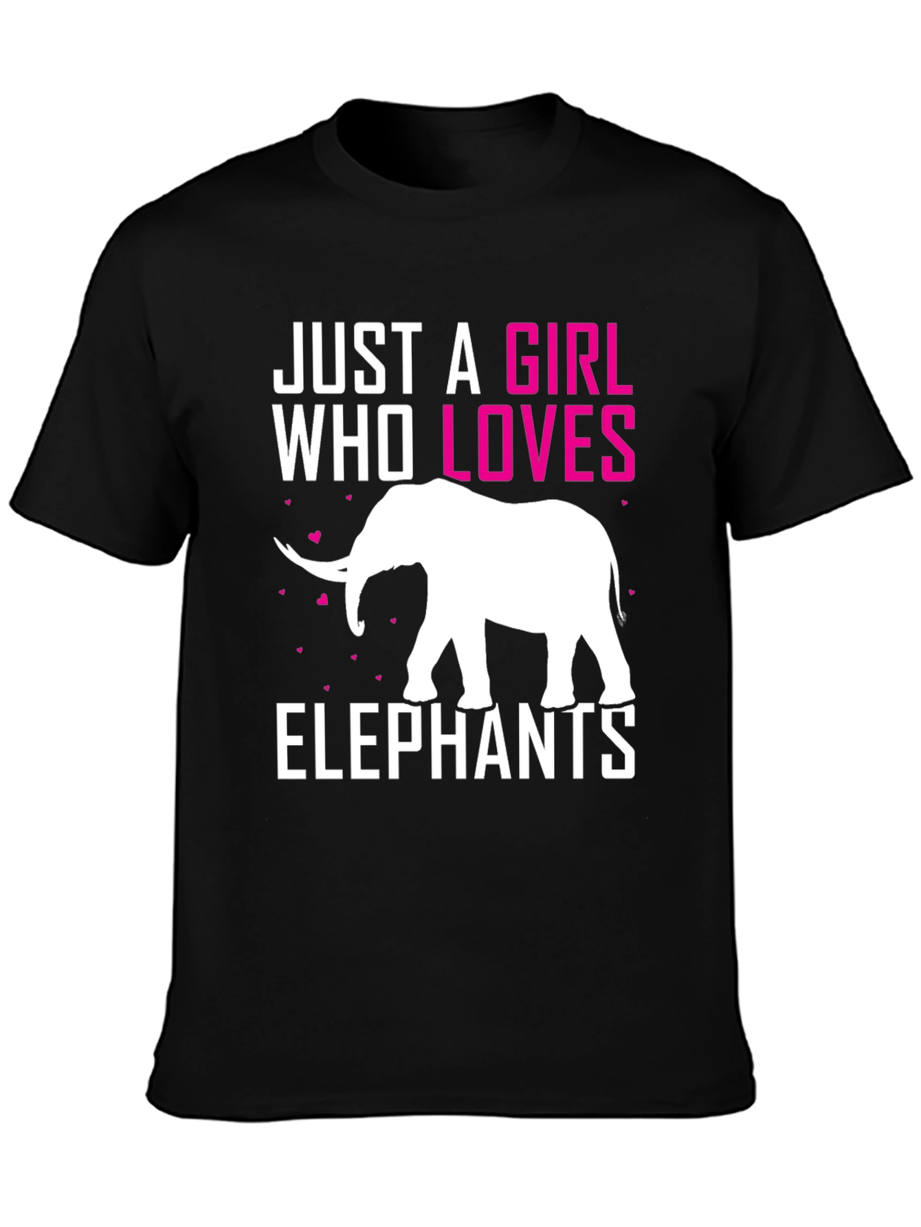 Black Just a Girl Who Loves Elephants T-Shirt view 3