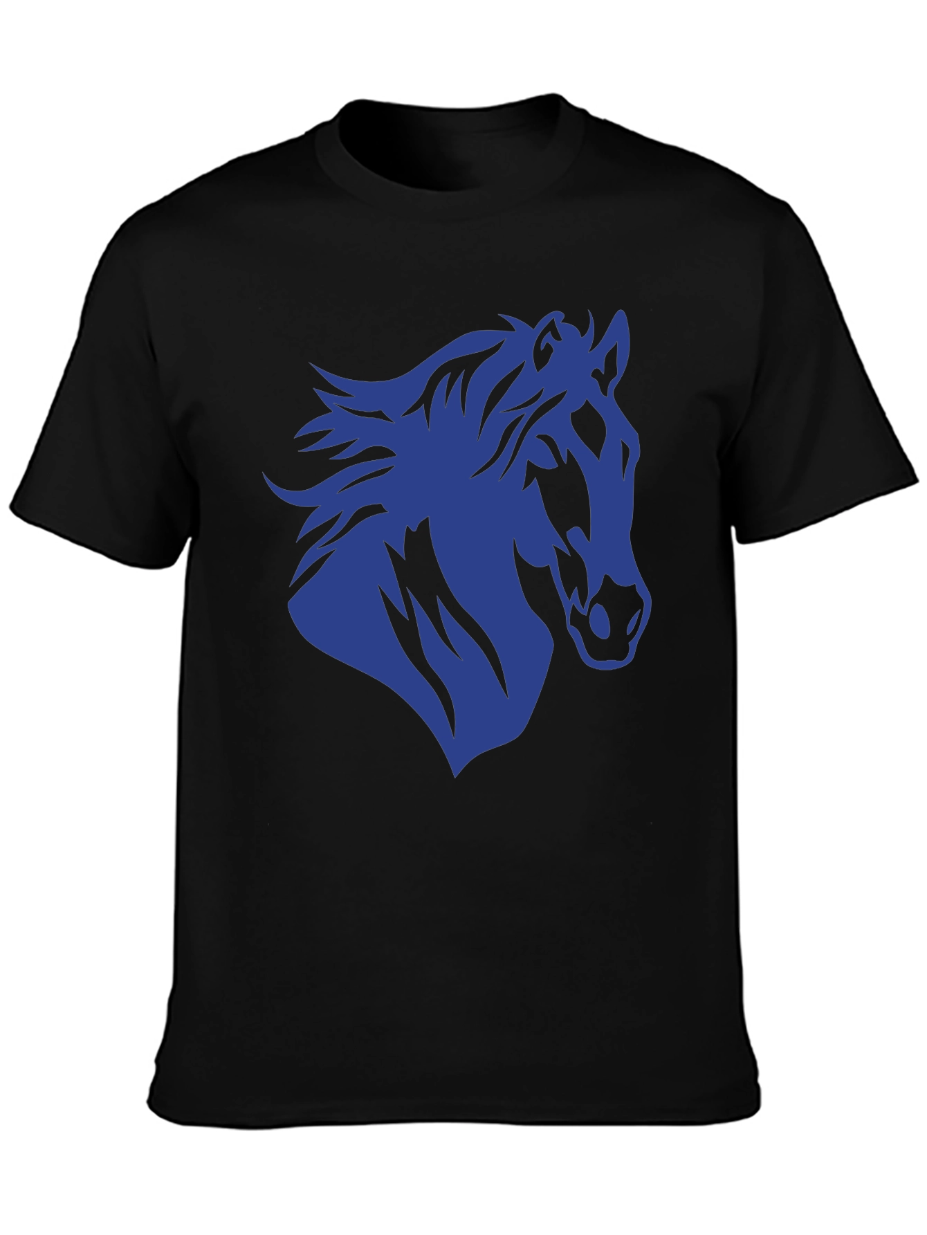 Black Horse Silhouette Graphic Tee - Black Cotton T-Shirt view 3