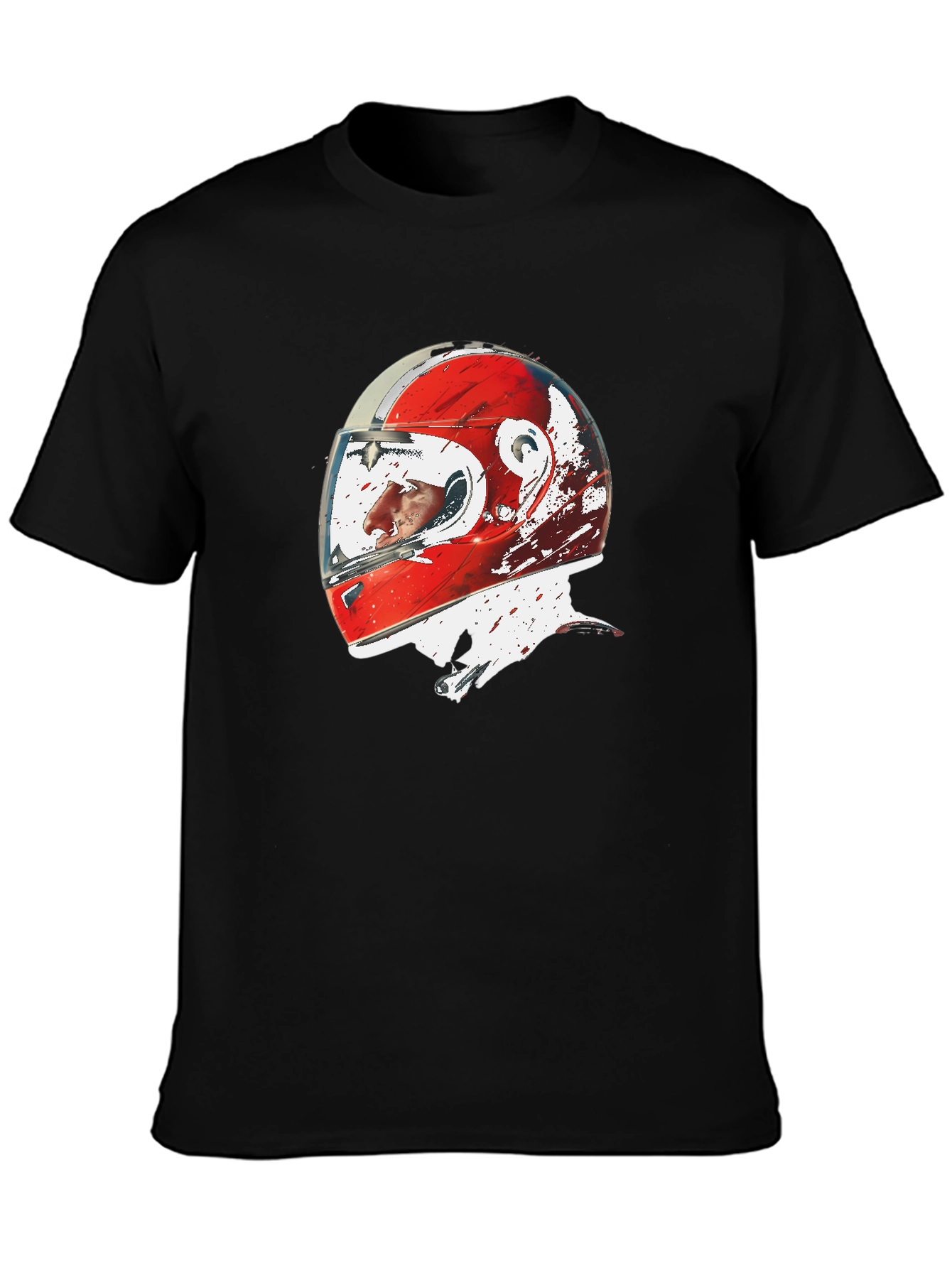 Black Racing Helmet Graphic Tee - Motorsport Fan Apparel view 3