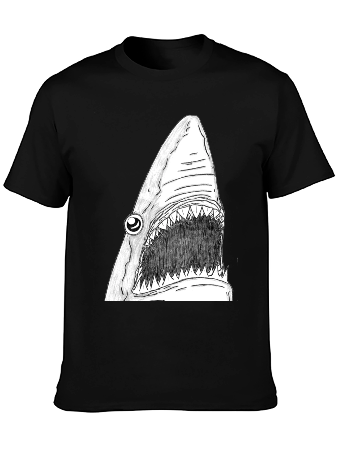 Black Shark Graphic Tee - Men's Black Cotton T-Shirt view 3