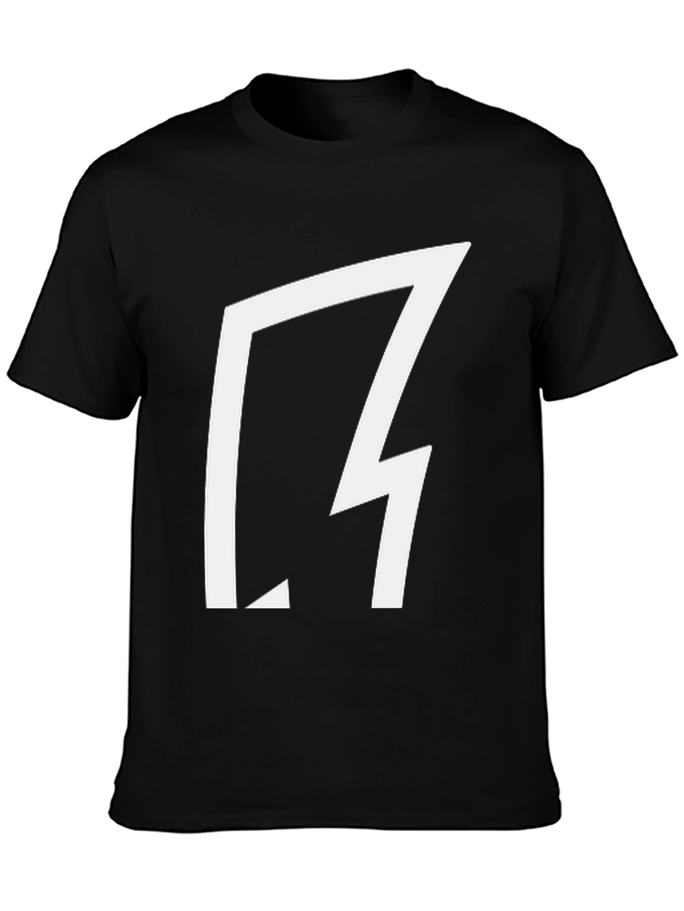 Black Bold Graphic Tee - Black Cotton with Abstract White Design view 3