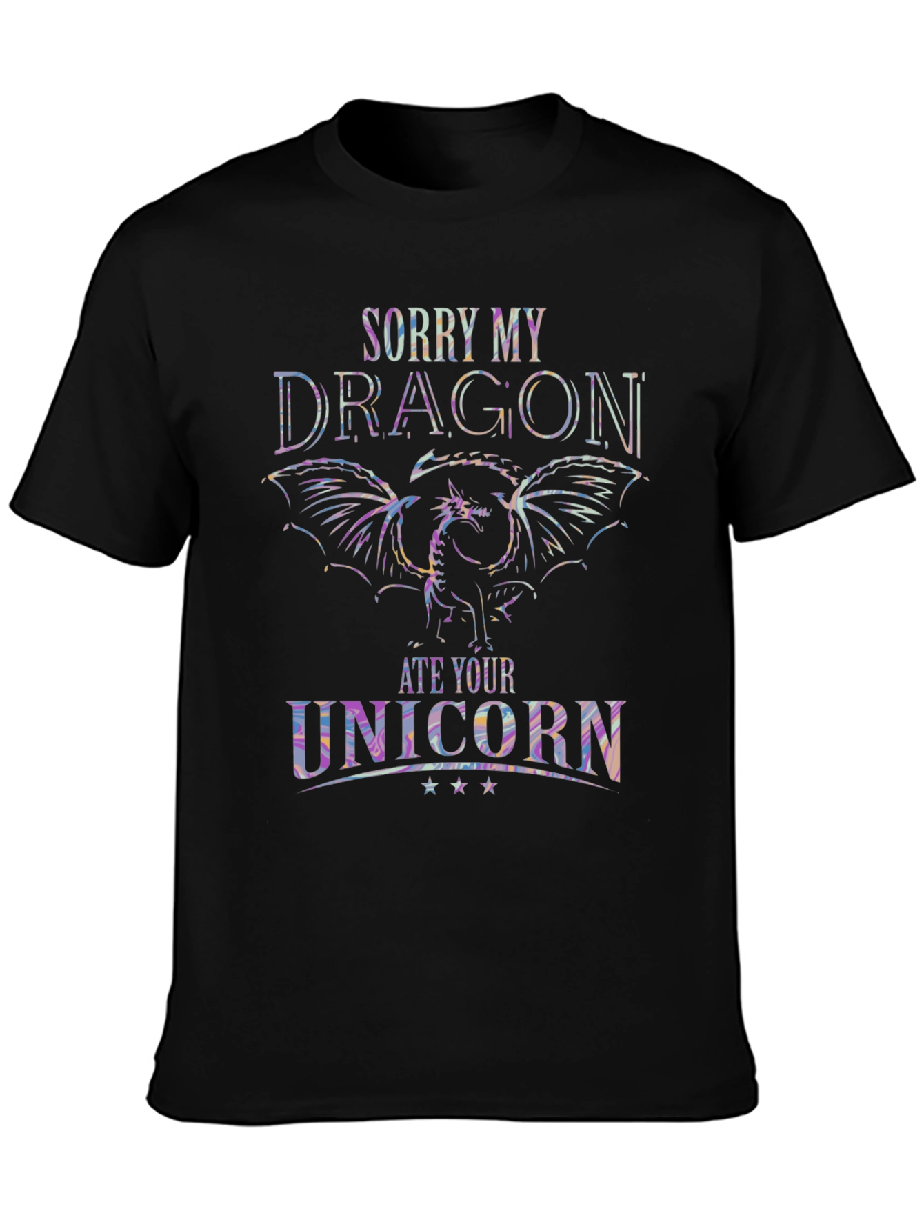 Black Dragon Ate Unicorn T-Shirt - Unique Graphic Tee view 3