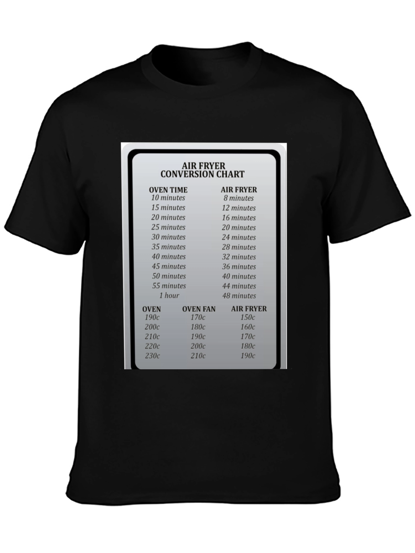 Air Fryer Conversion Chart Graphic T-Shirt - 3