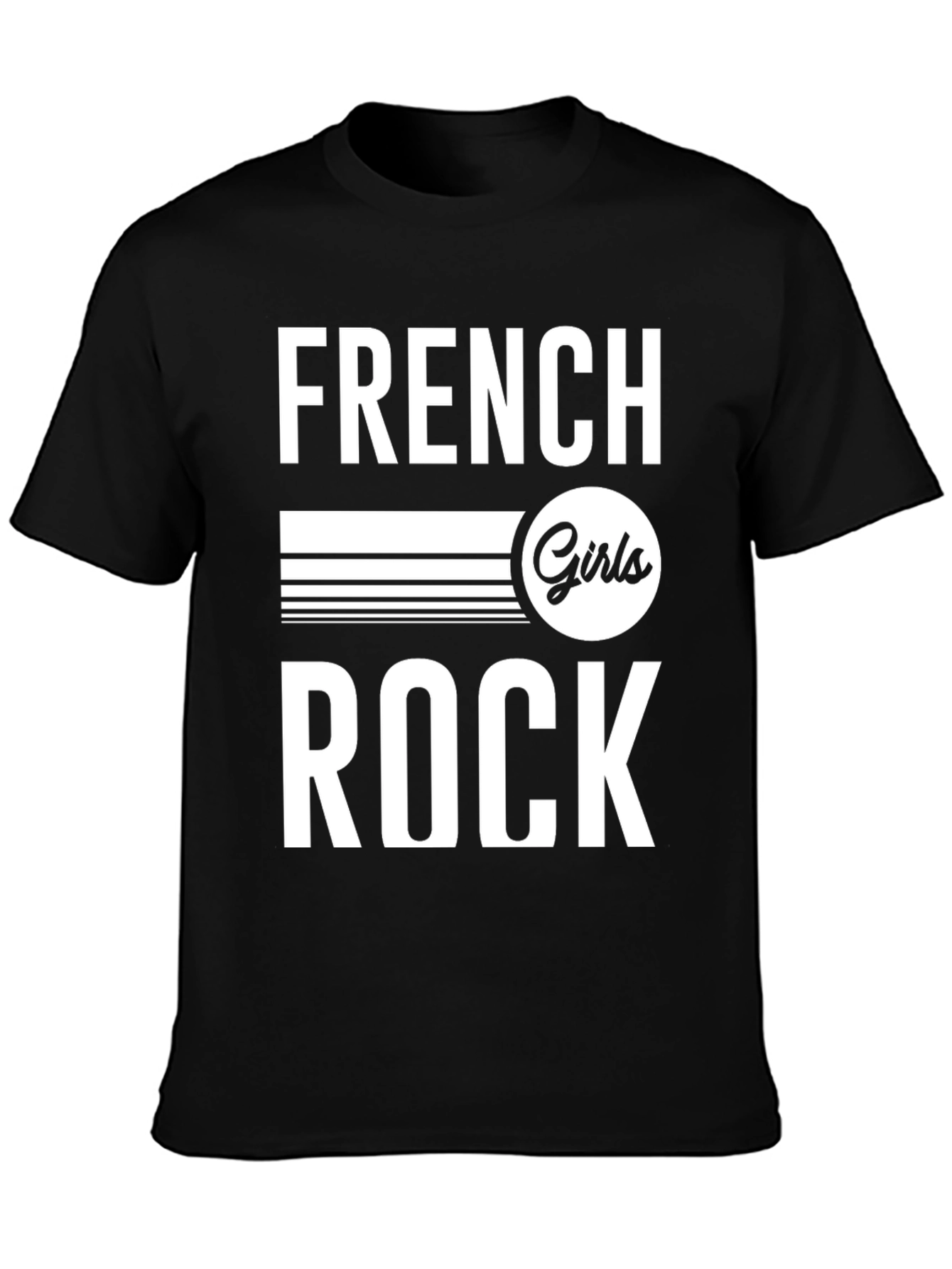 Black French Girls Rock Graphic Tee - Unisex Black T-Shirt view 3