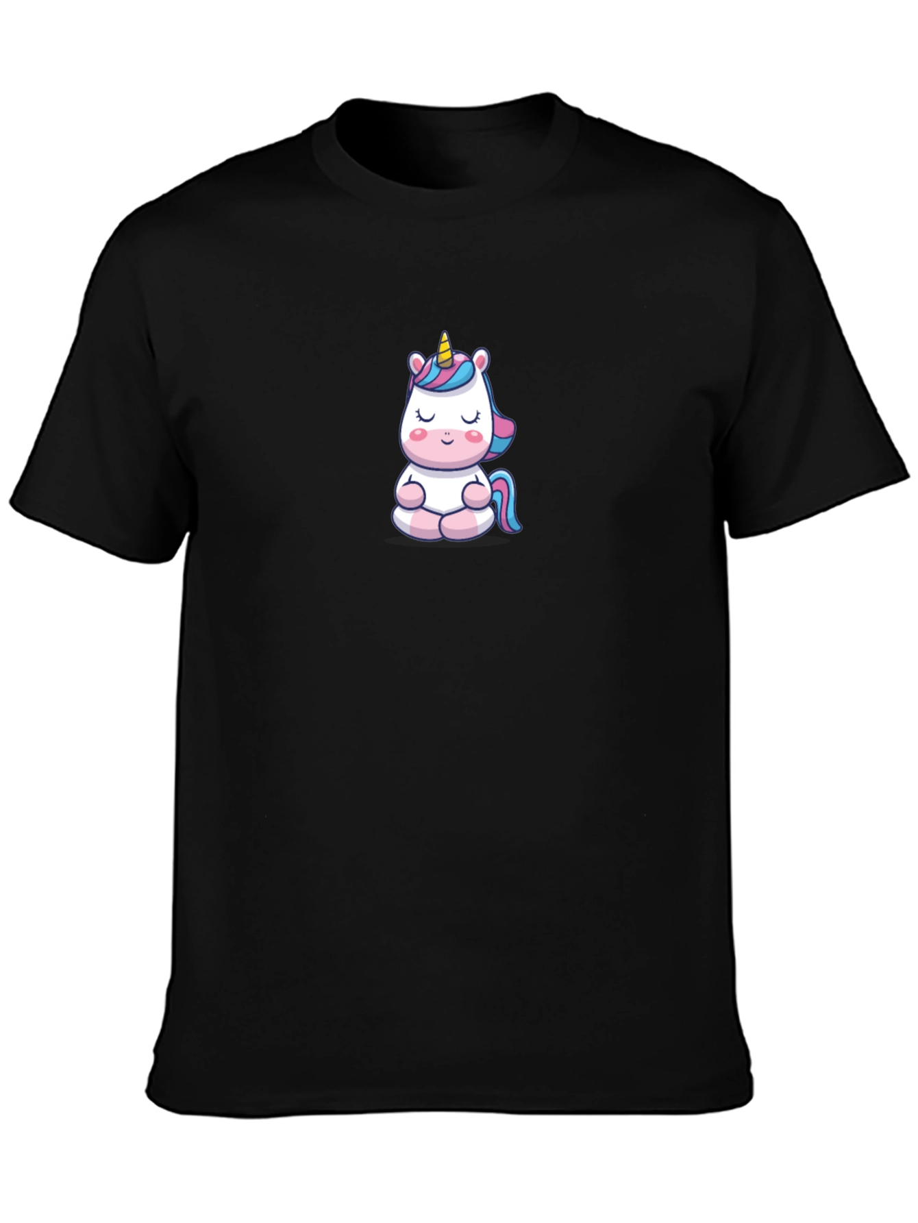 Black Meditating Unicorn Black T-shirt view 3