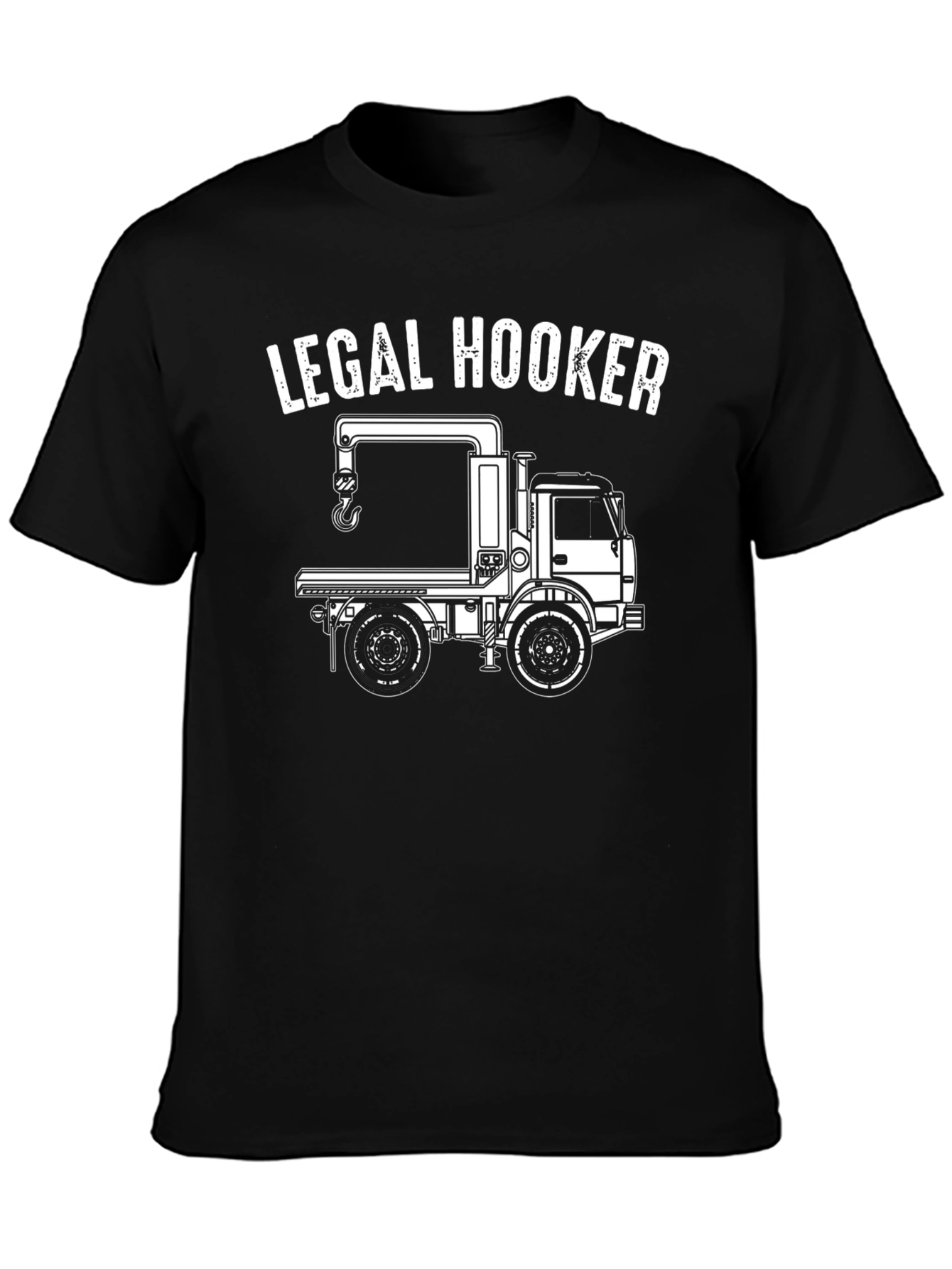 Black Legal Hooker T-Shirt - Tow Truck Design view 3