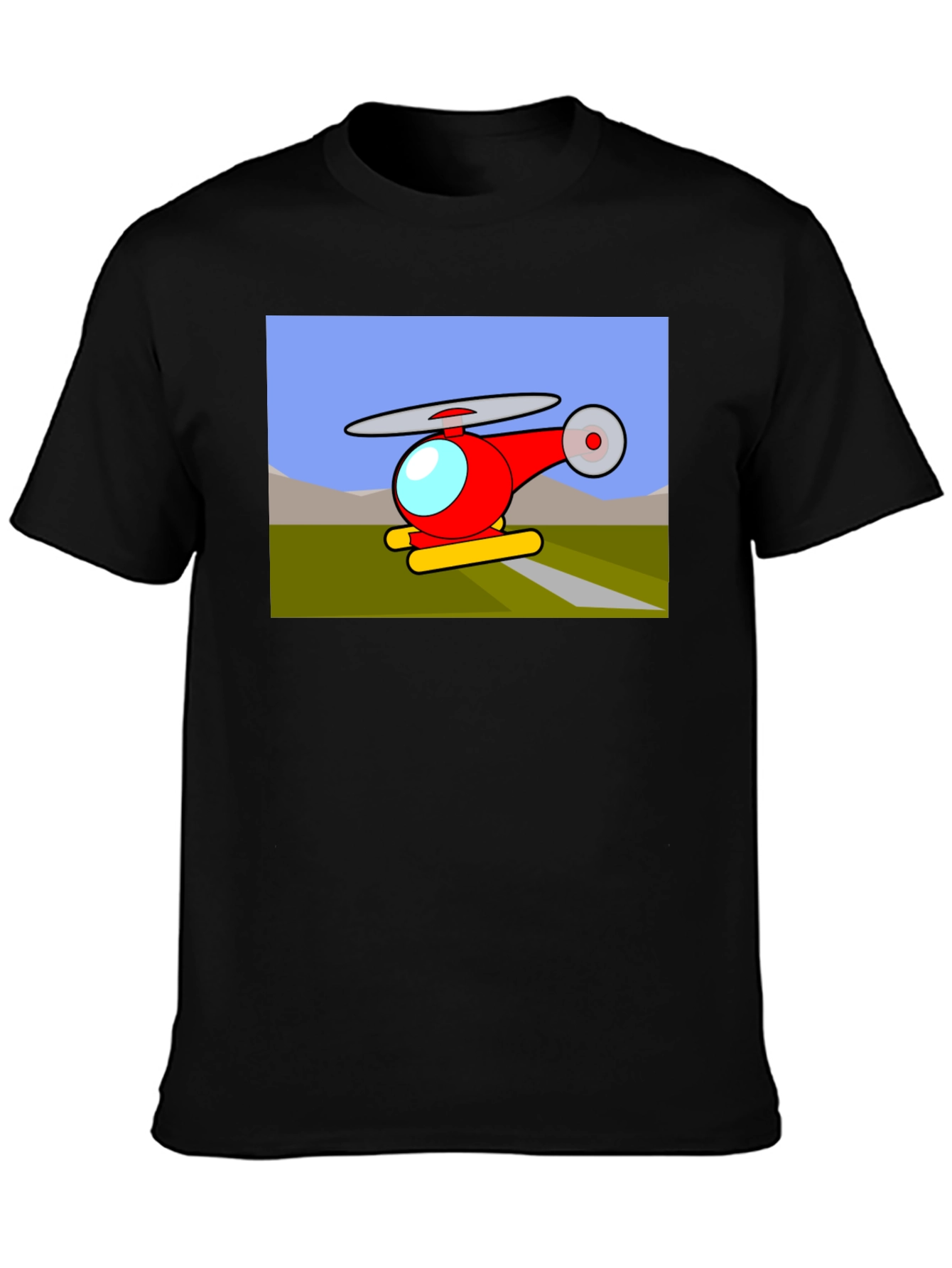 Black Cartoon Helicopter Graphic T-Shirt - Black view 3