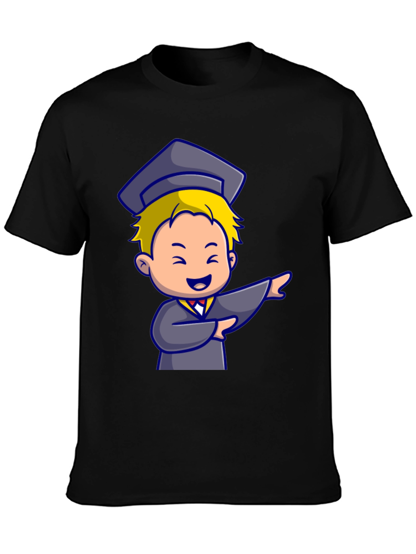 Black Graduation Cartoon Graphic T-Shirt view 3