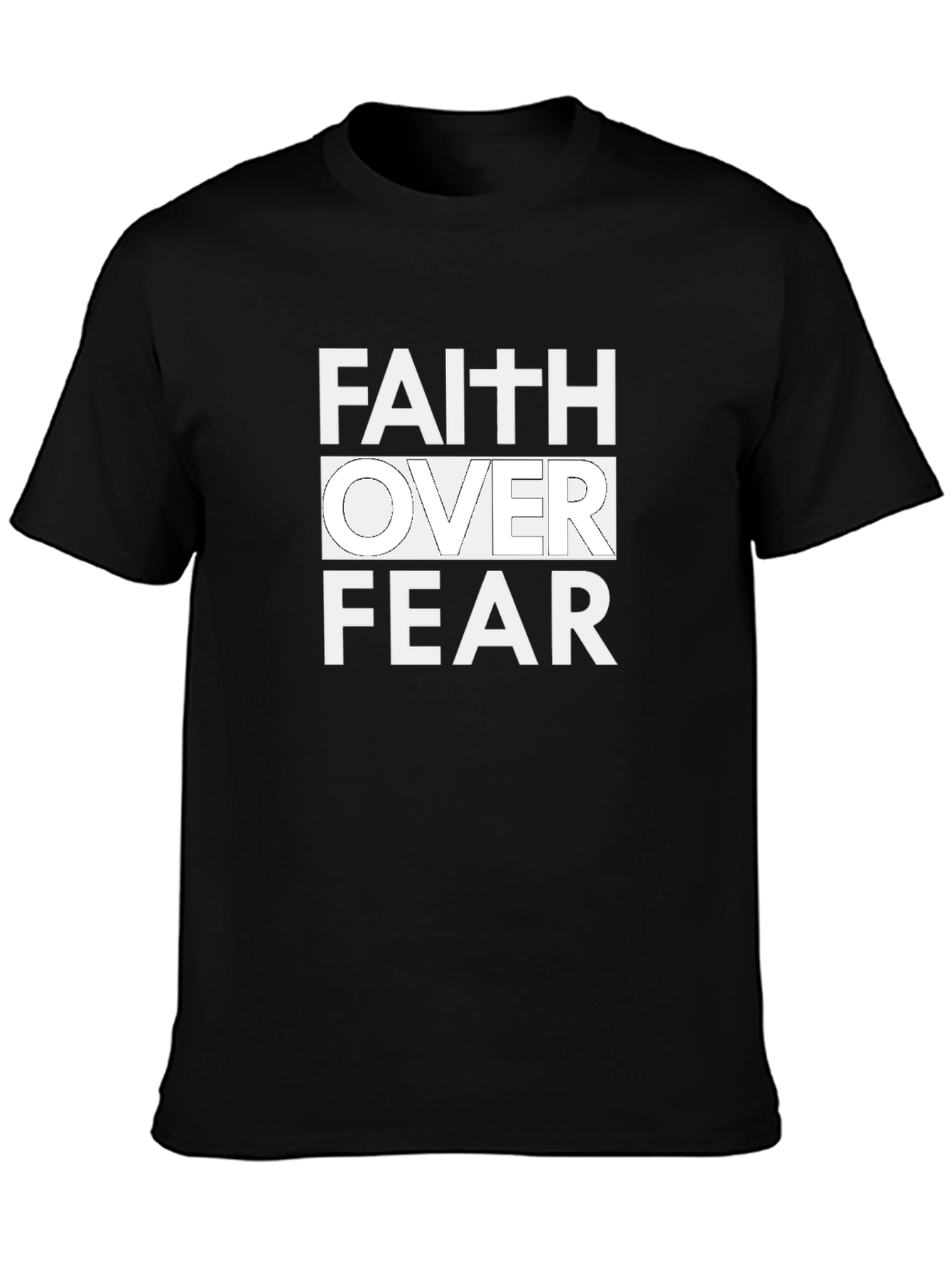 Black Faith Over Fear Graphic Print T-Shirt view 3