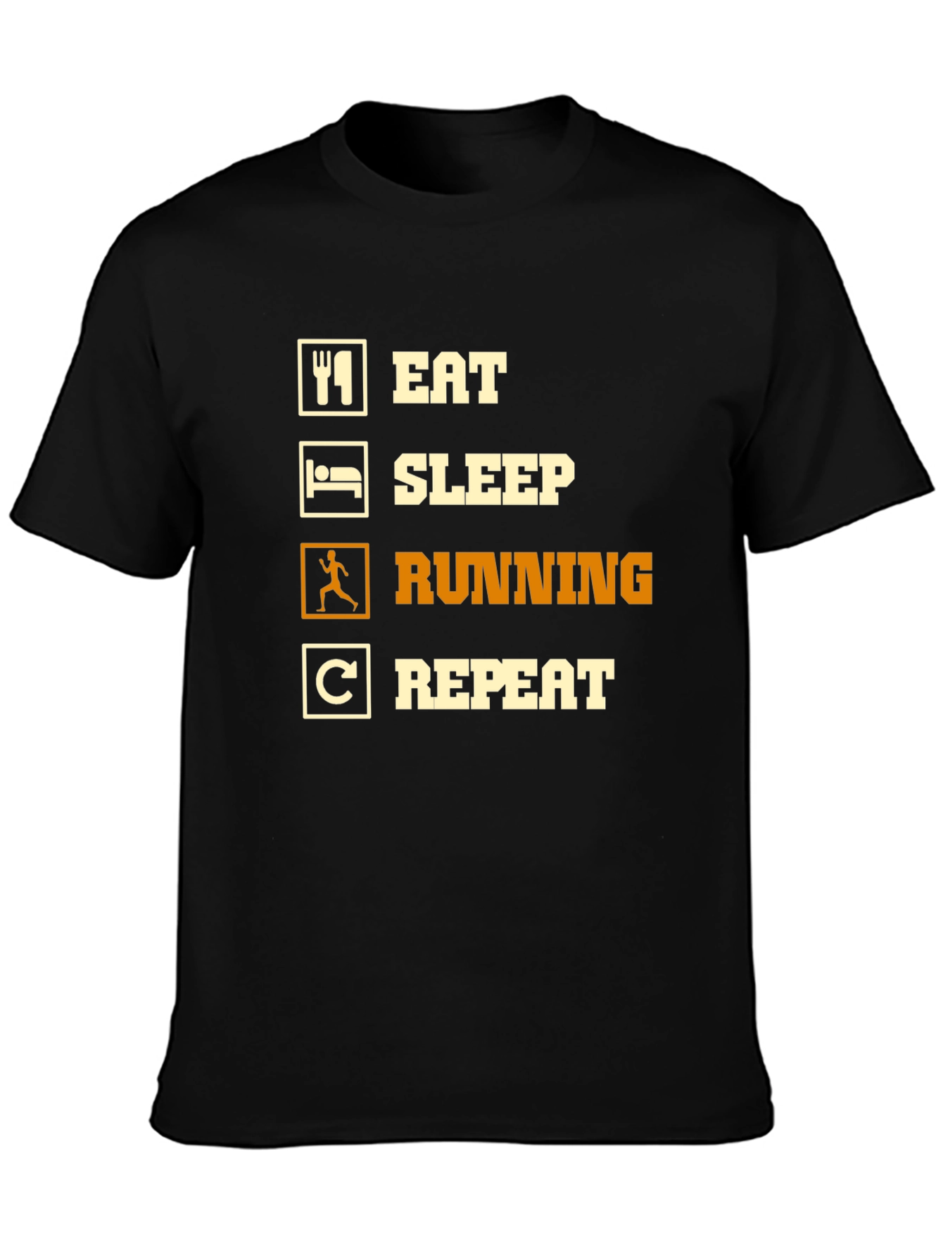 Black Eat Sleep Running Repeat Black T-Shirt view 3