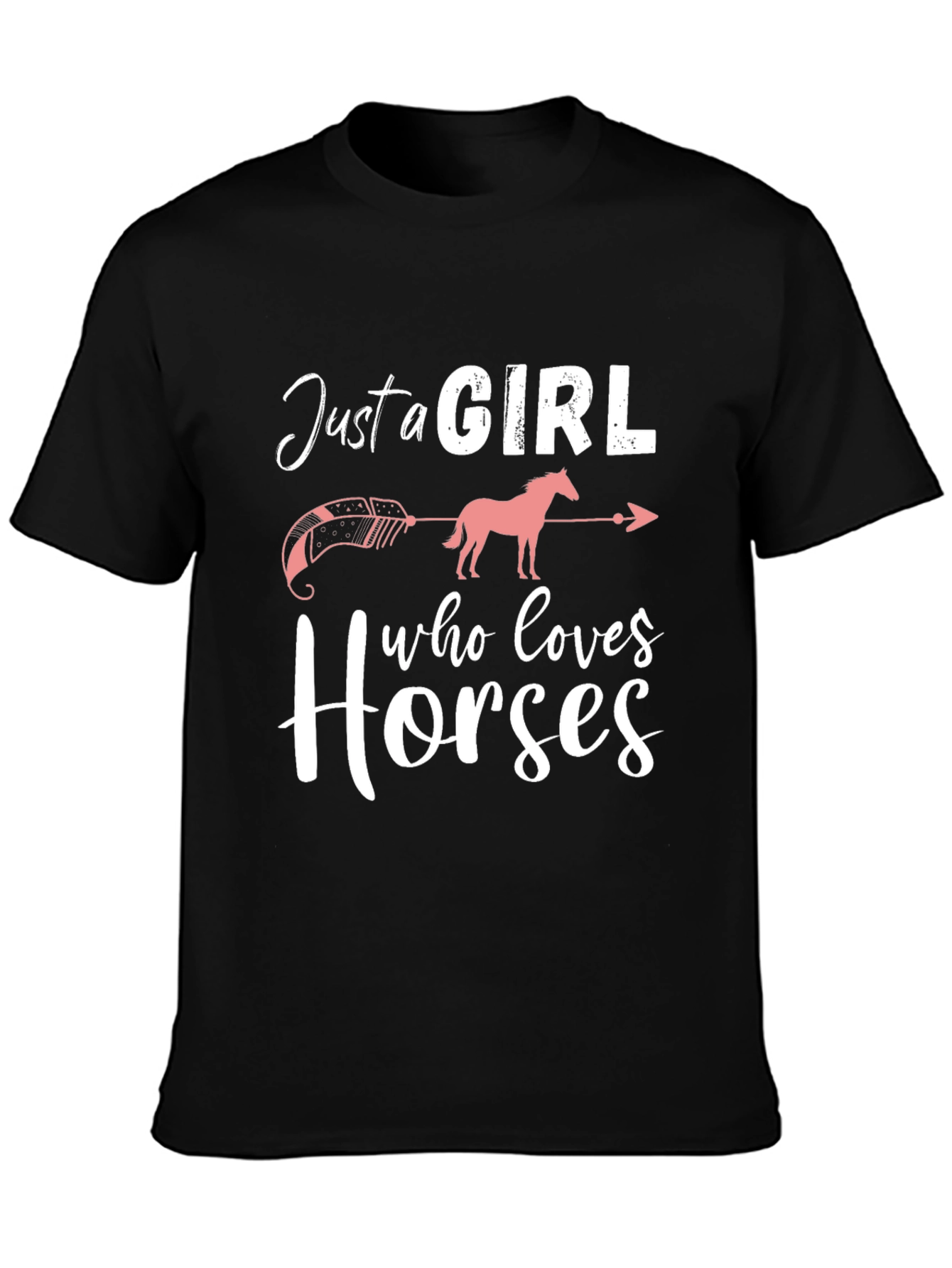 Black Just a Girl Who Loves Horses T-Shirt view 3