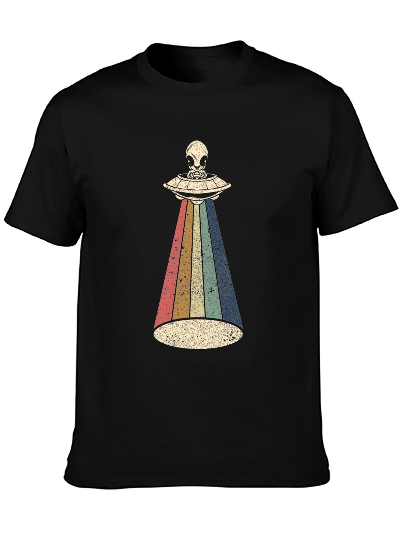 Black Retro Alien UFO T-Shirt view 3
