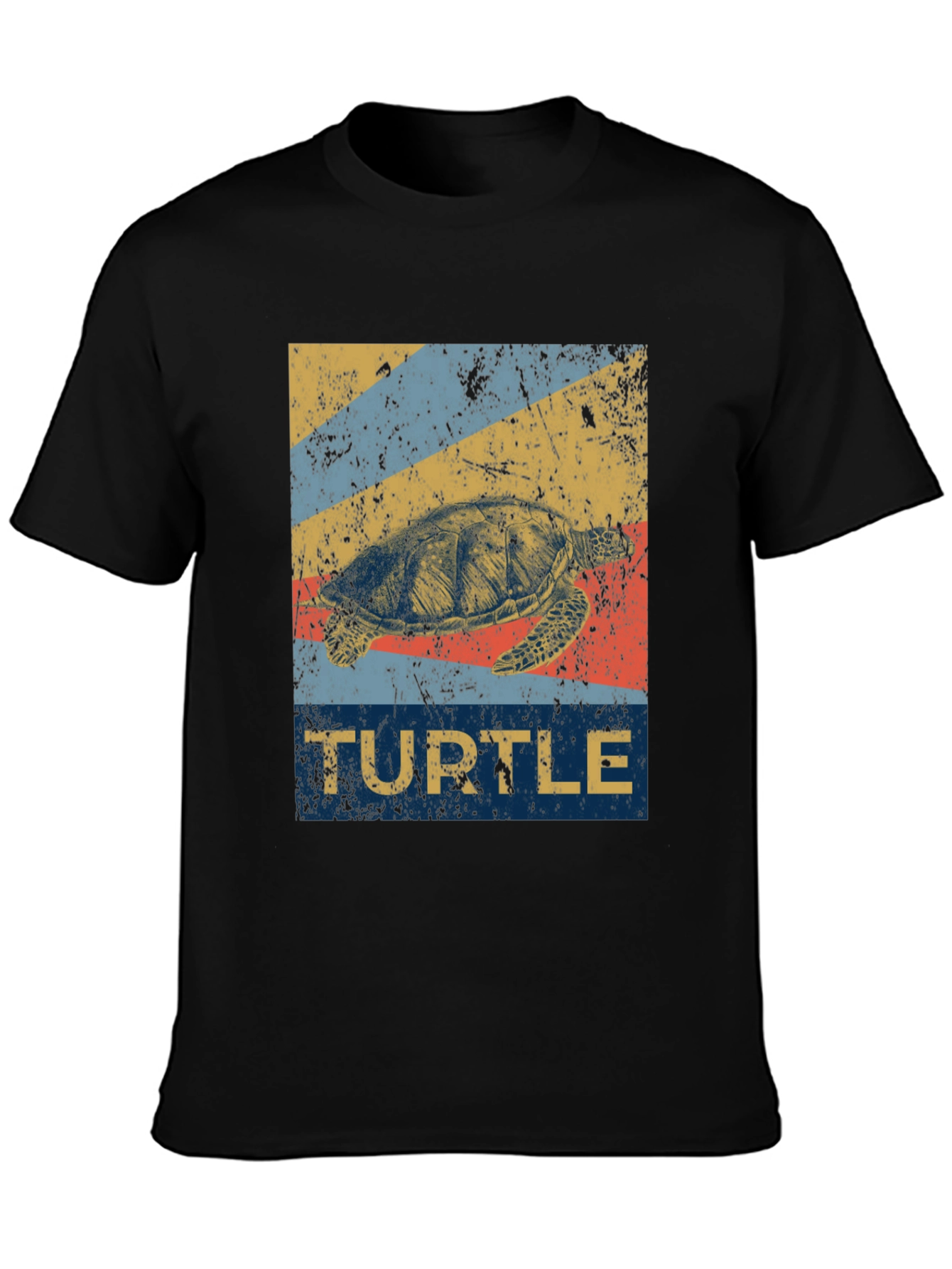 Black Vintage Turtle T-Shirt - Retro Sea Life Graphic Tee view 3