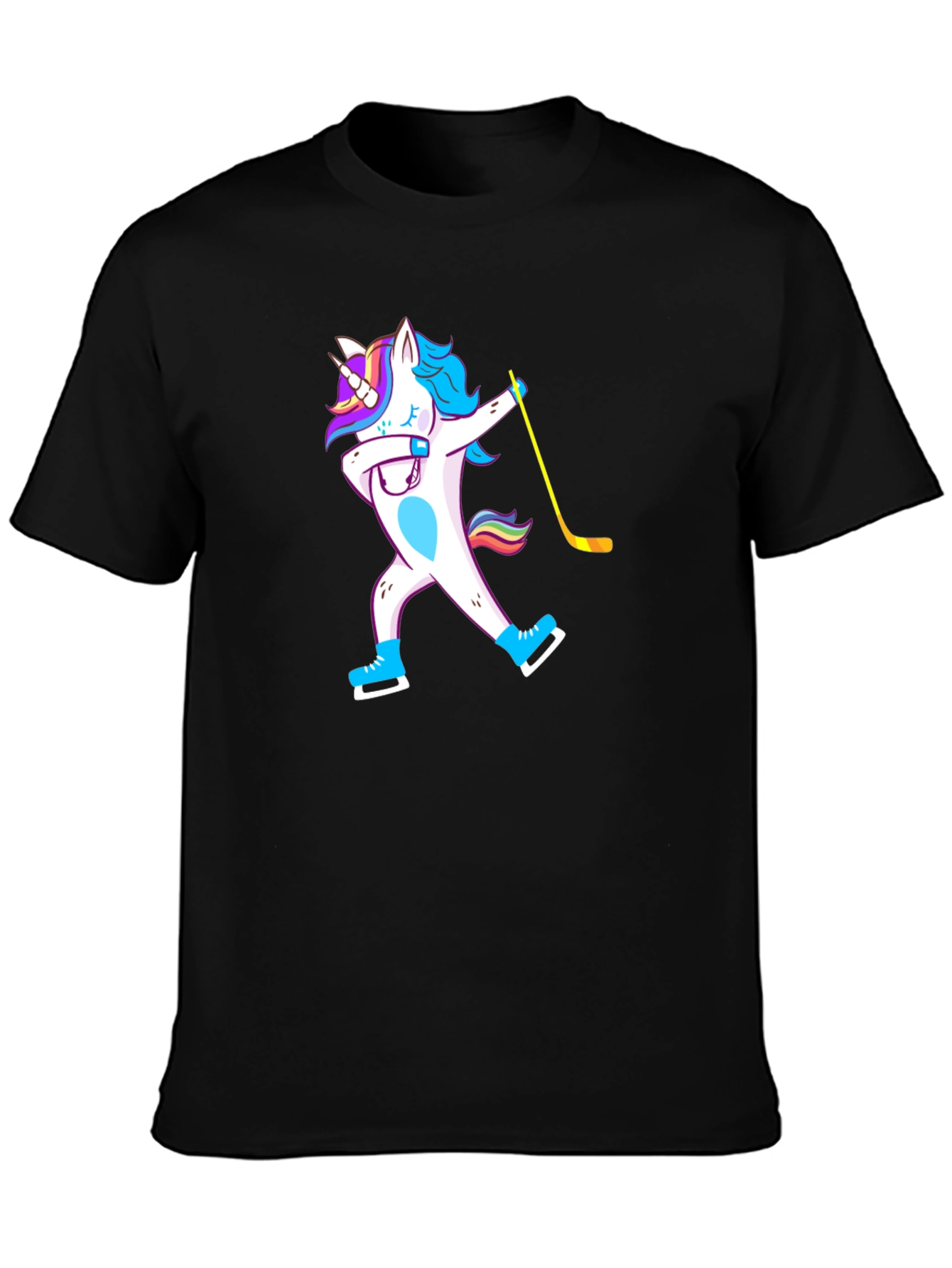 Black Unicorn Dab Hockey T-Shirt - Black view 3