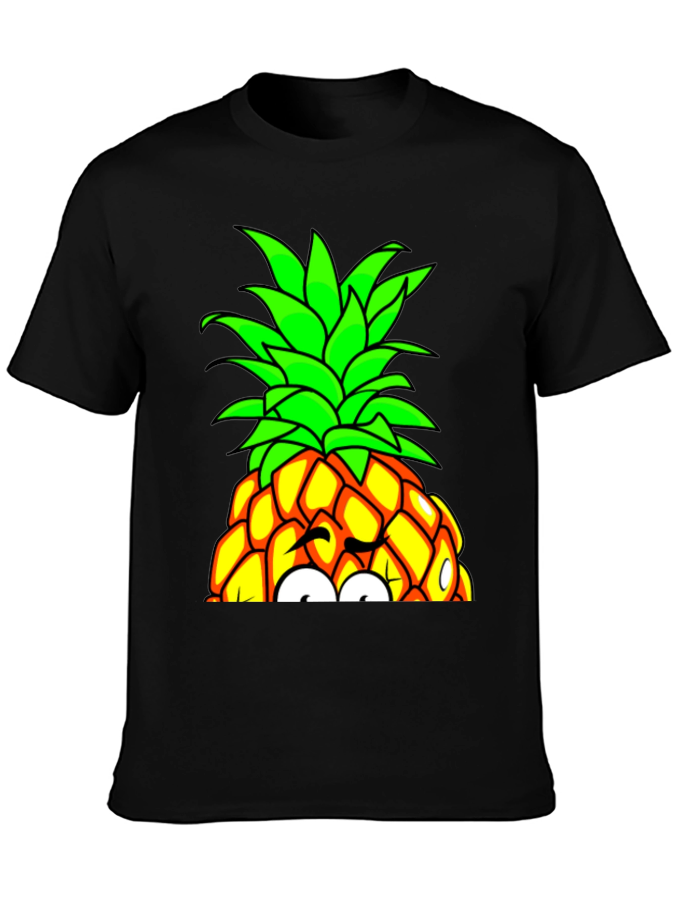 Black Fun Pineapple Graphic Tee - Quirky Design view 3