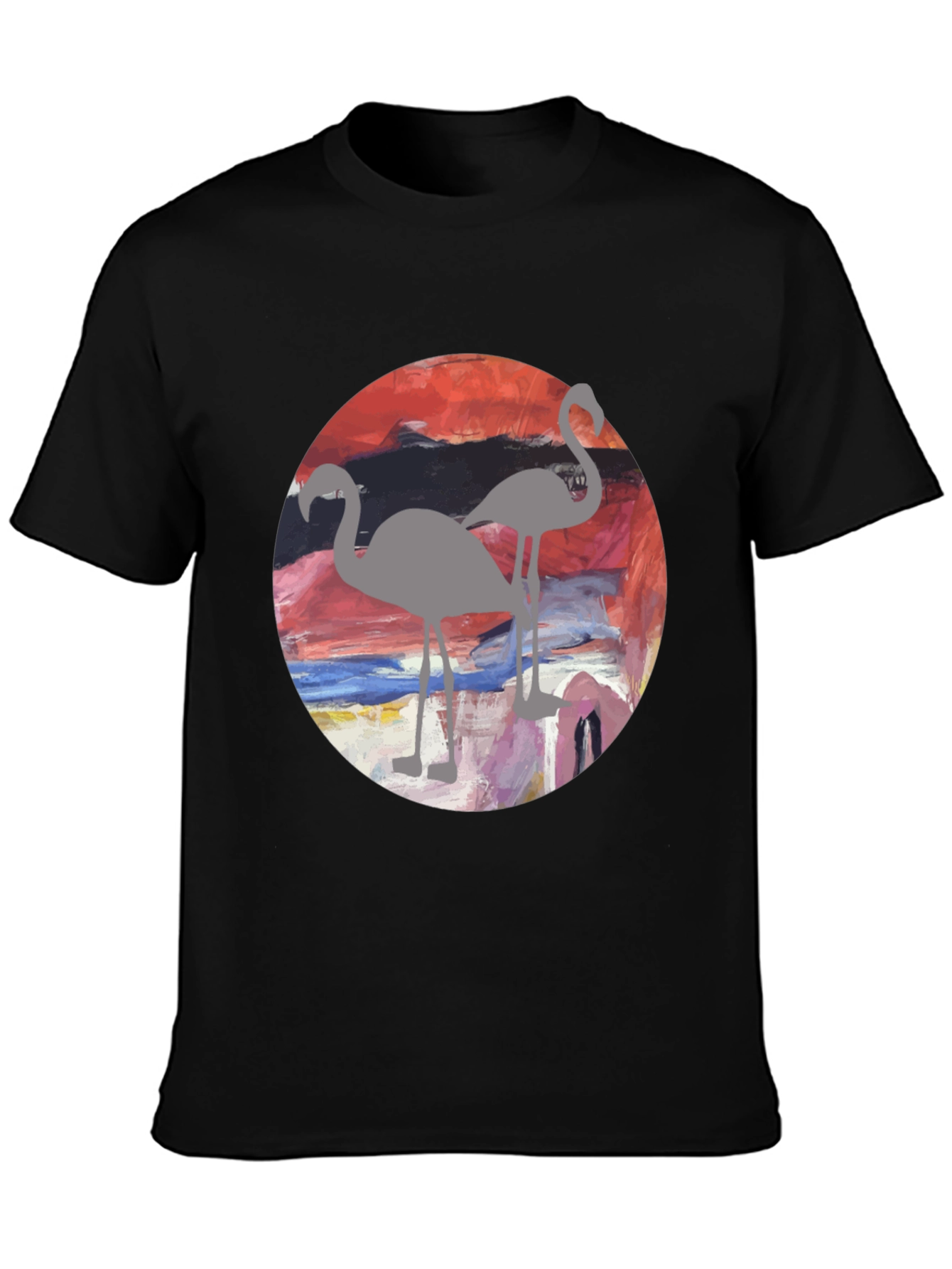 Black Flamingo Sunset Graphic Tee - Stylish Men's T-Shirt view 3
