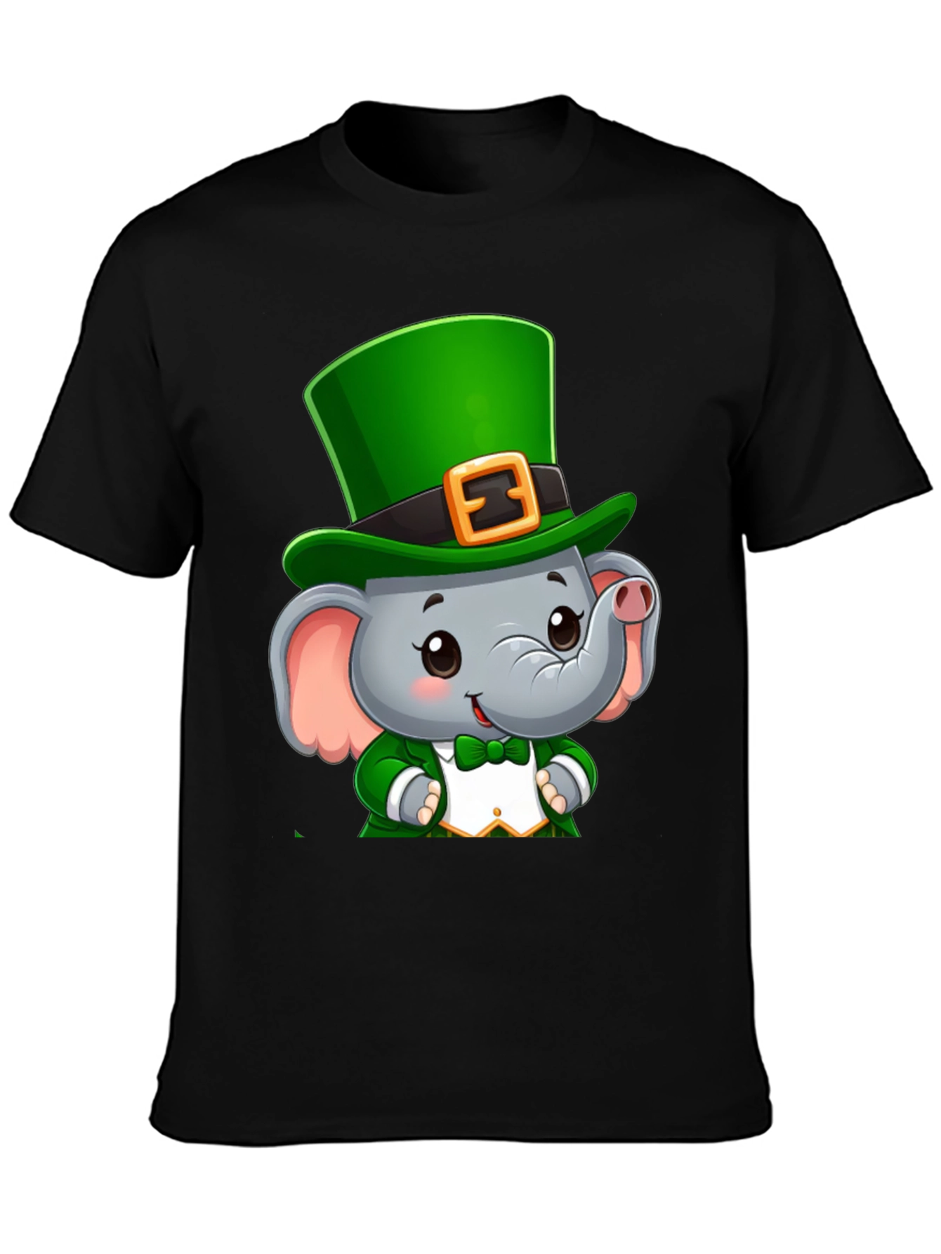 Black St. Patrick's Day Elephant T-Shirt view 3