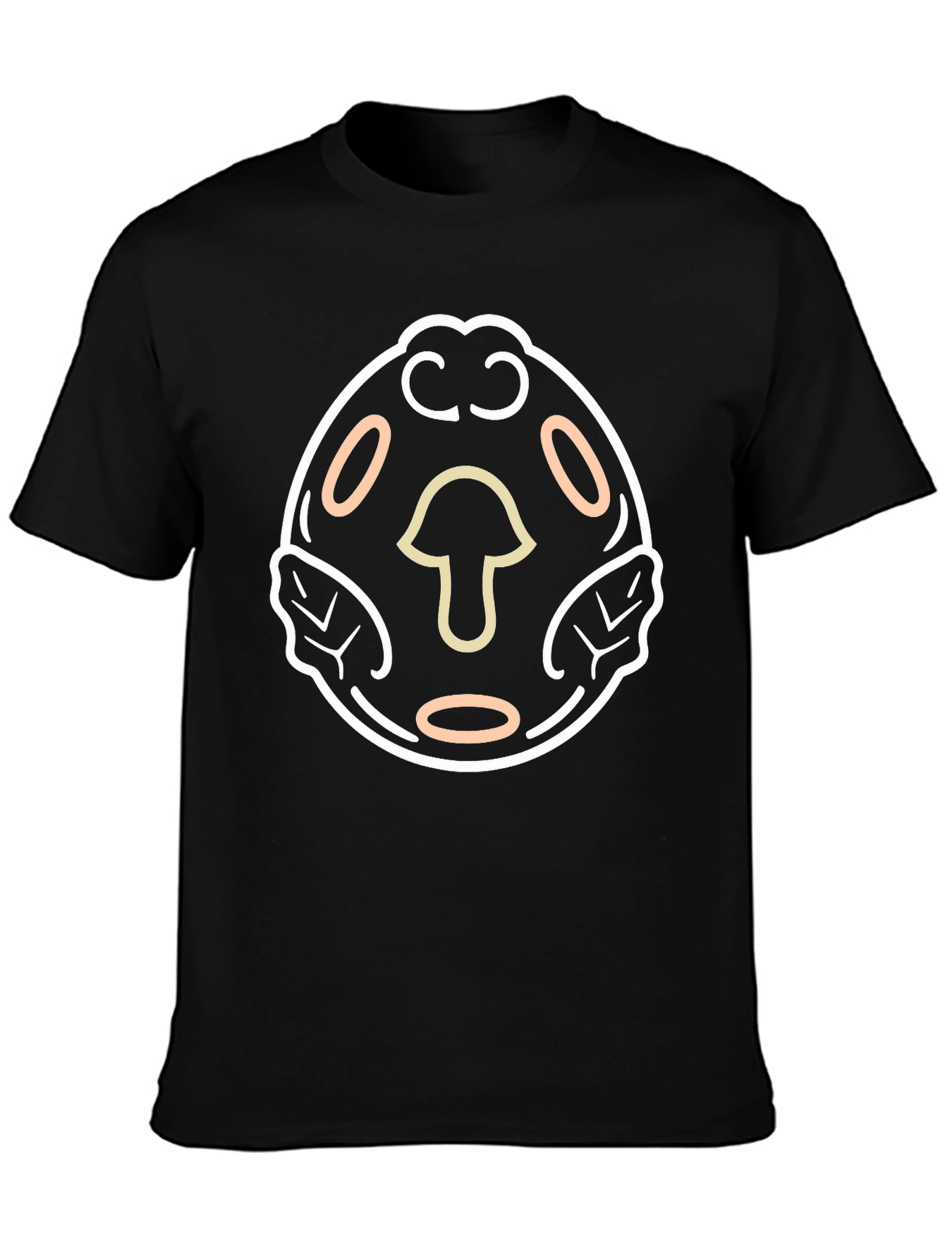Black Mushroom Circle Graphic Tee - Black Cotton Blend view 3