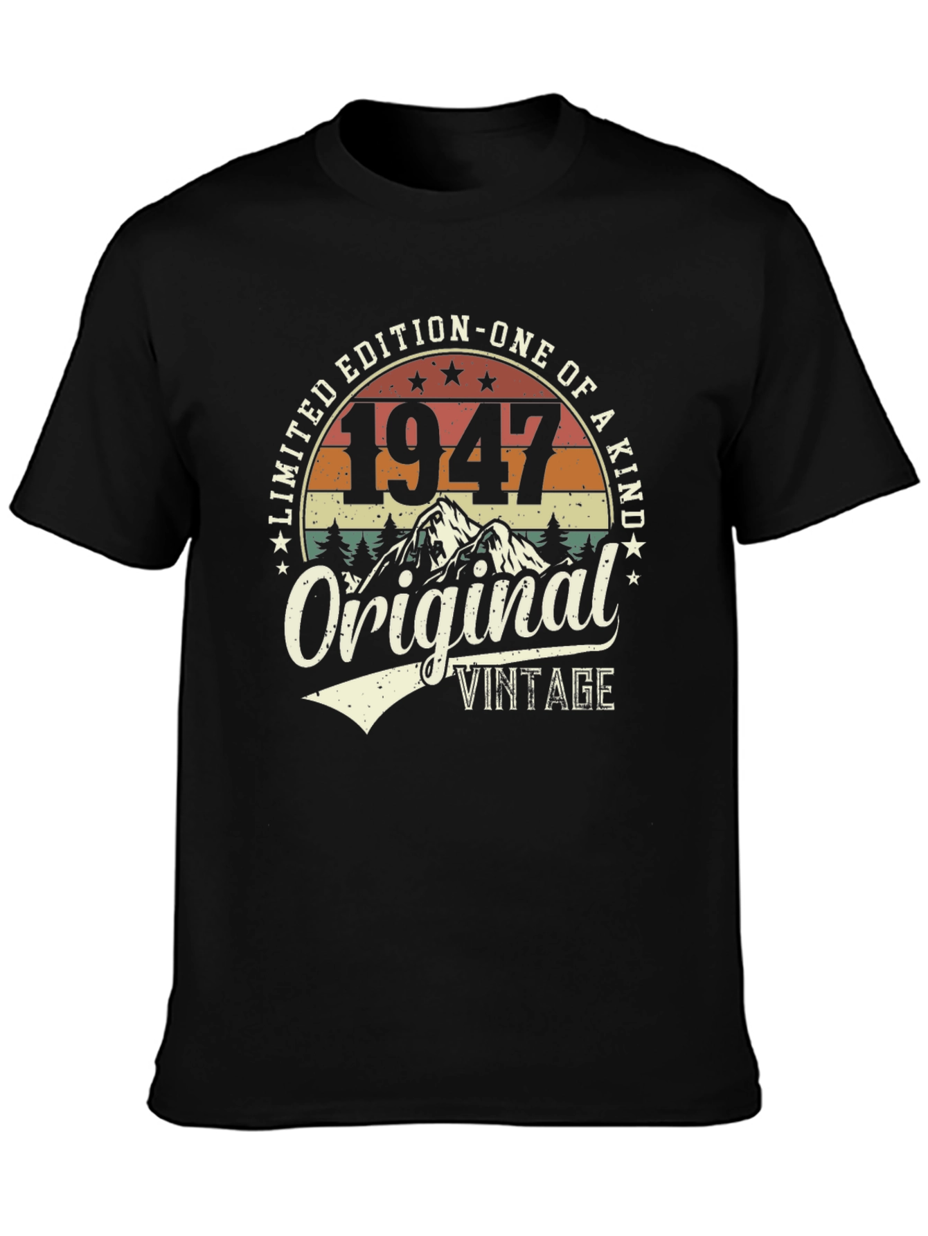 Black 1947 Original Vintage Limited Edition Graphic T-Shirt view 3