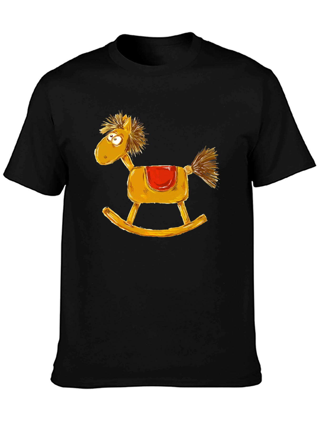 Black Rocking Horse Graphic Tee - Quirky Style view 3