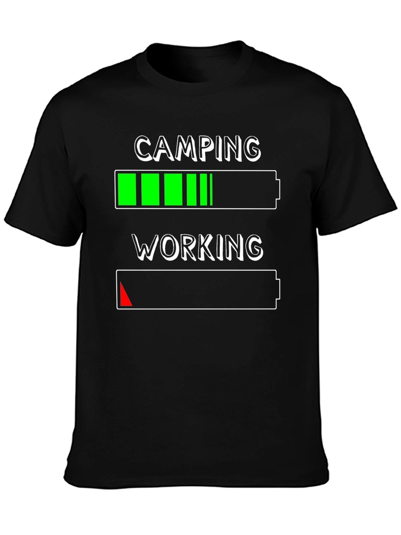 Black Camping Over Working T-Shirt - Battery Life Design view 3