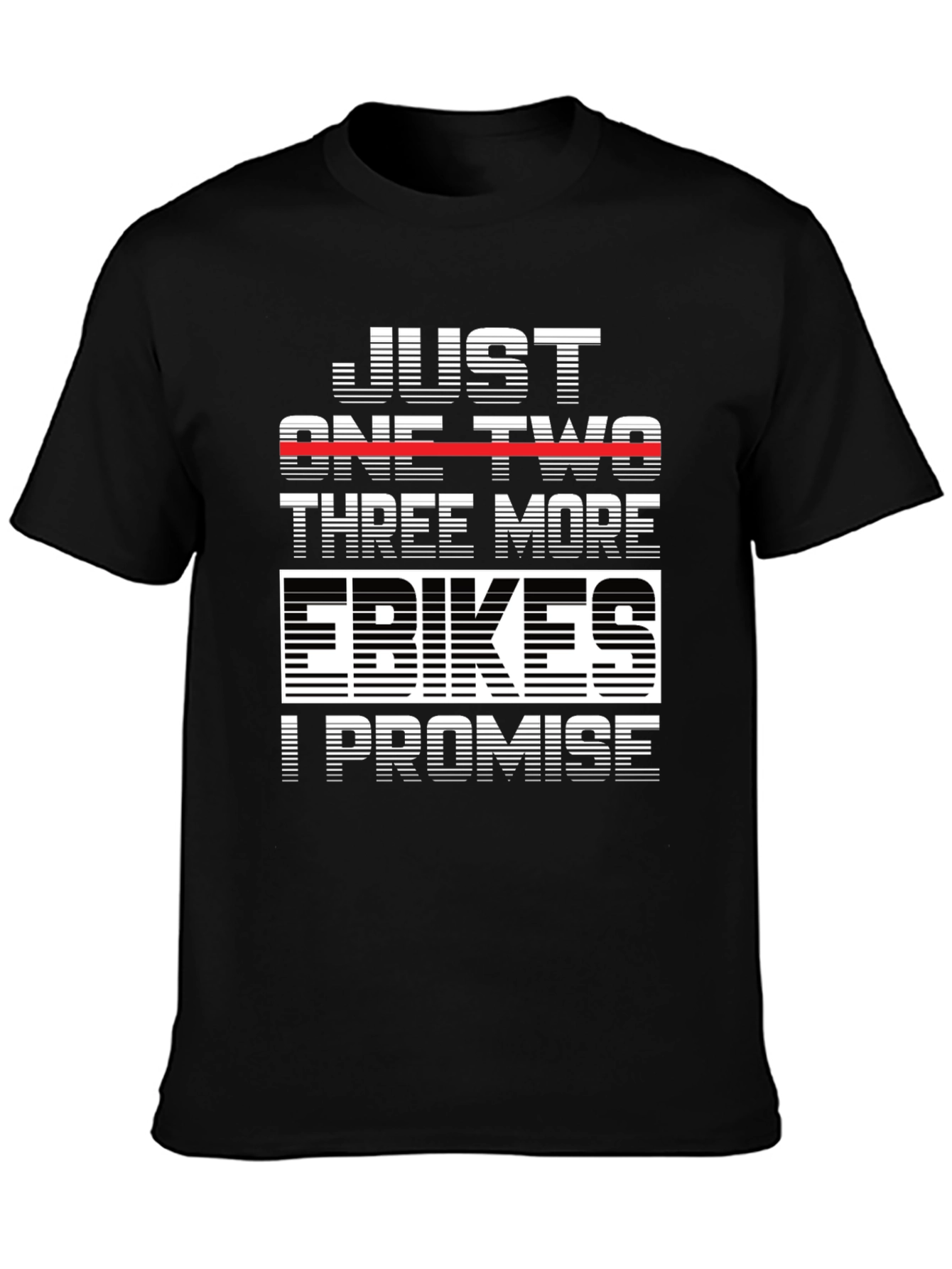 Black Just One Two Three More EBikes T-Shirt view 3