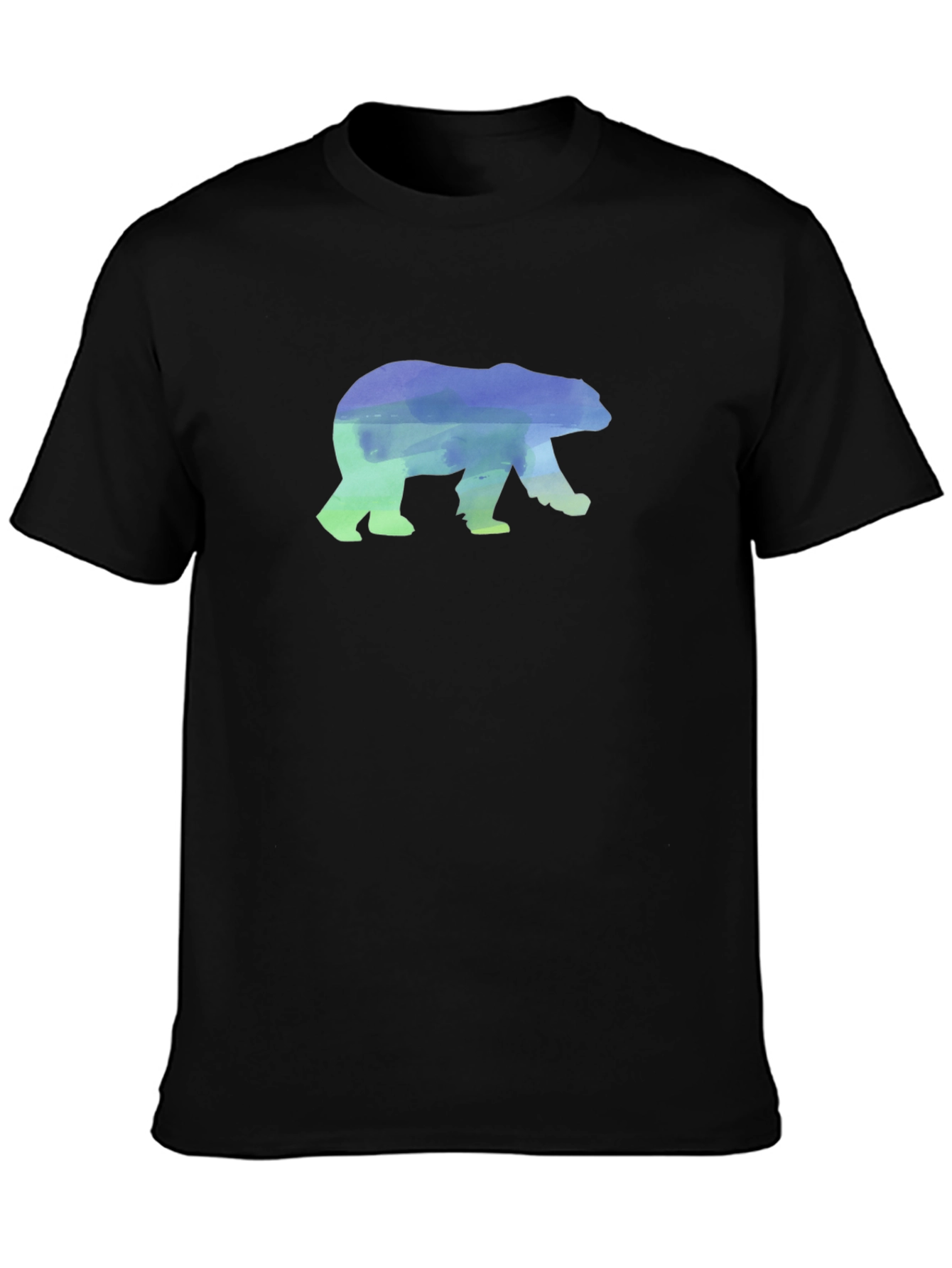 Black Watercolor Bear Graphic Tee - Black Unisex Shirt view 3