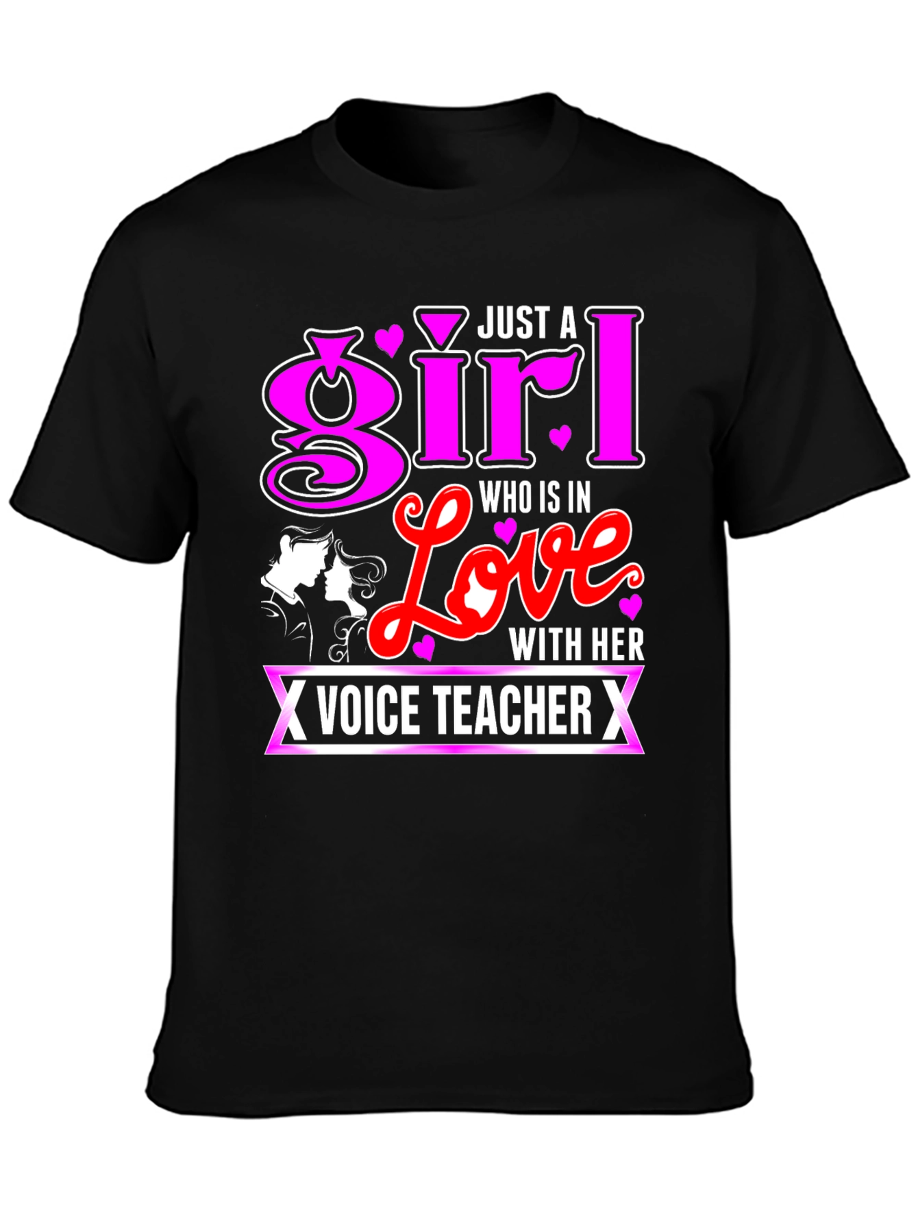 Black Just a Girl in Love with Her Voice Teacher T-Shirt view 3