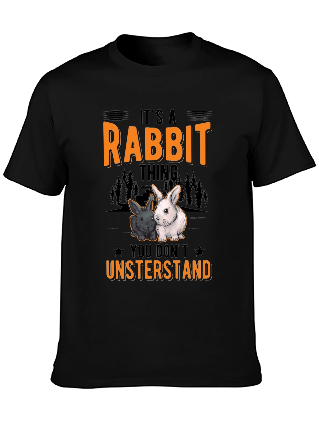 Black Rabbit Thing T-Shirt - Cute Bunny Tee view 3