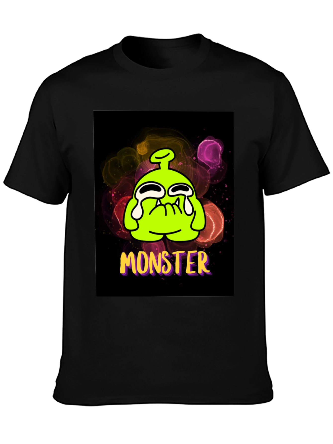 Black Monster Graphic Tee - Funny Cartoon Alien T-Shirt view 3