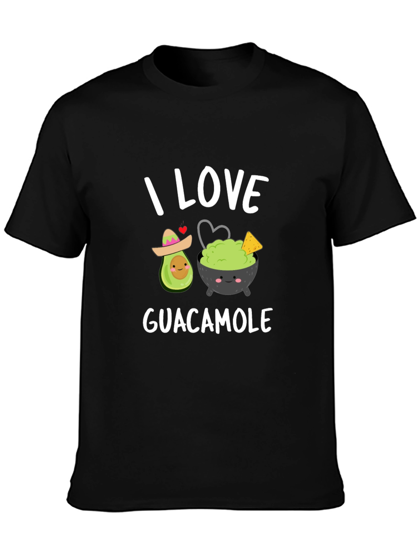 Black I Love Guacamole T-Shirt - Avocado & Dip Design view 3