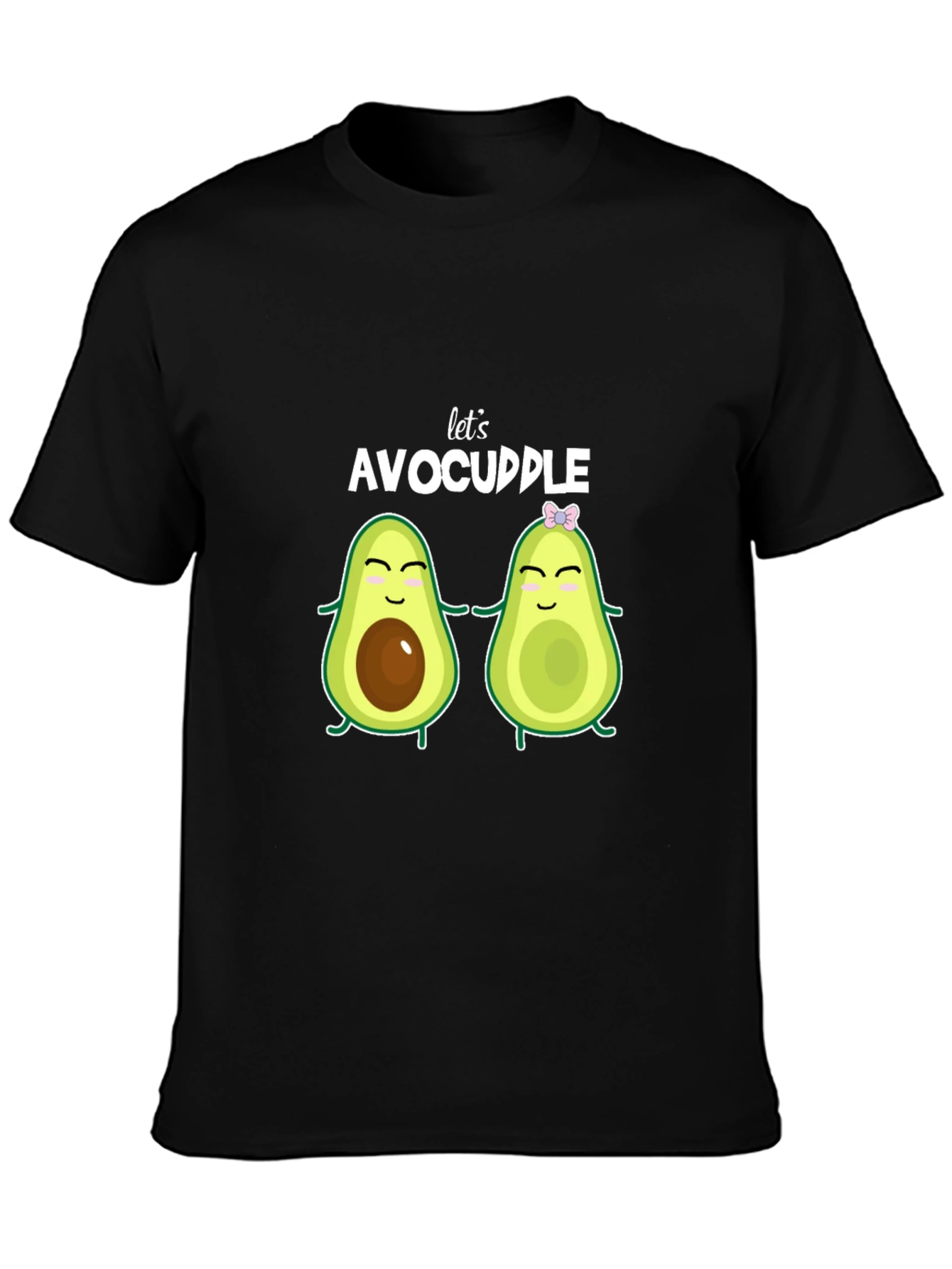 Black Let's Avocuddle Black T-Shirt view 3