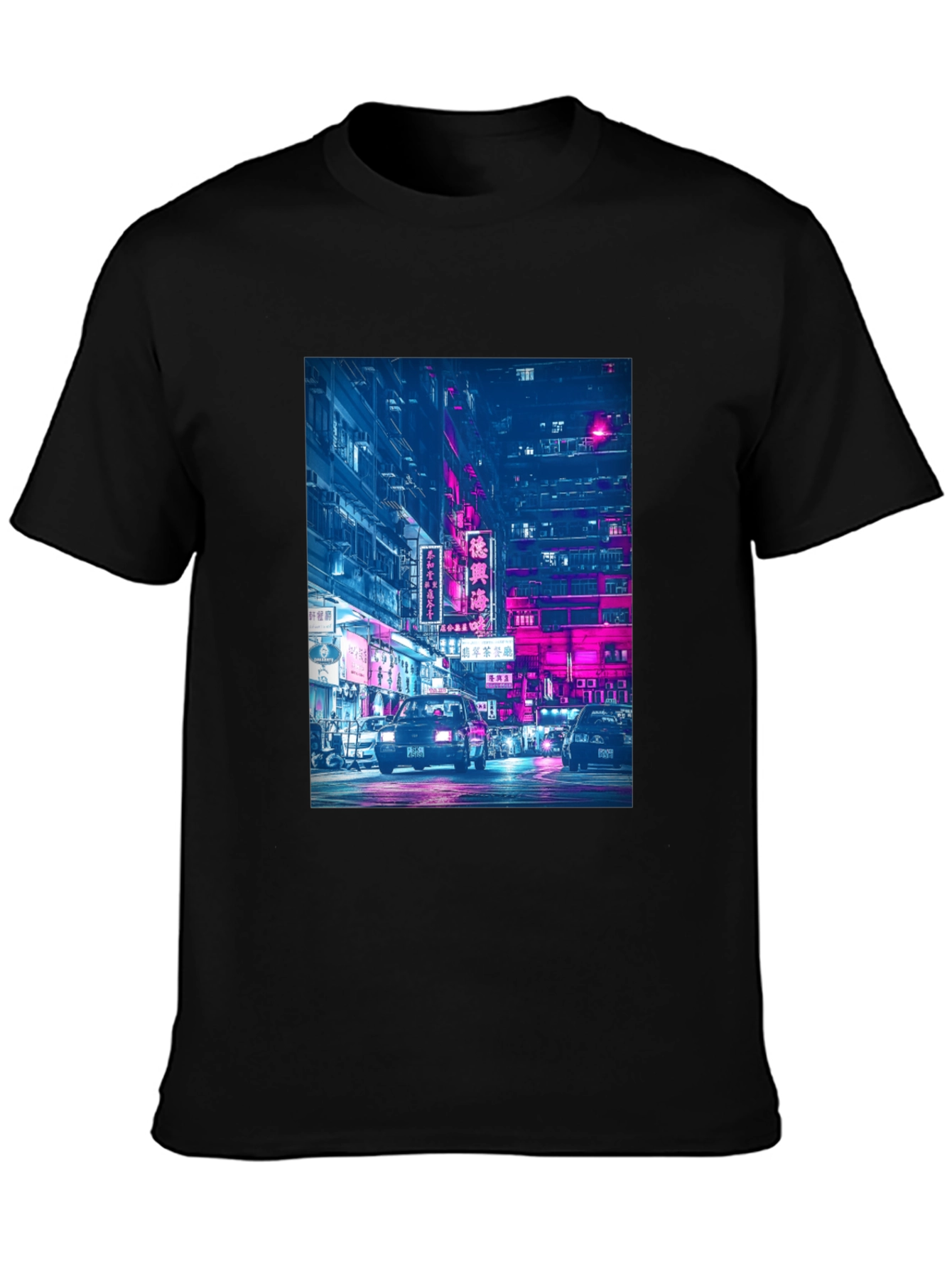 Black Night City Neon T-Shirt view 3