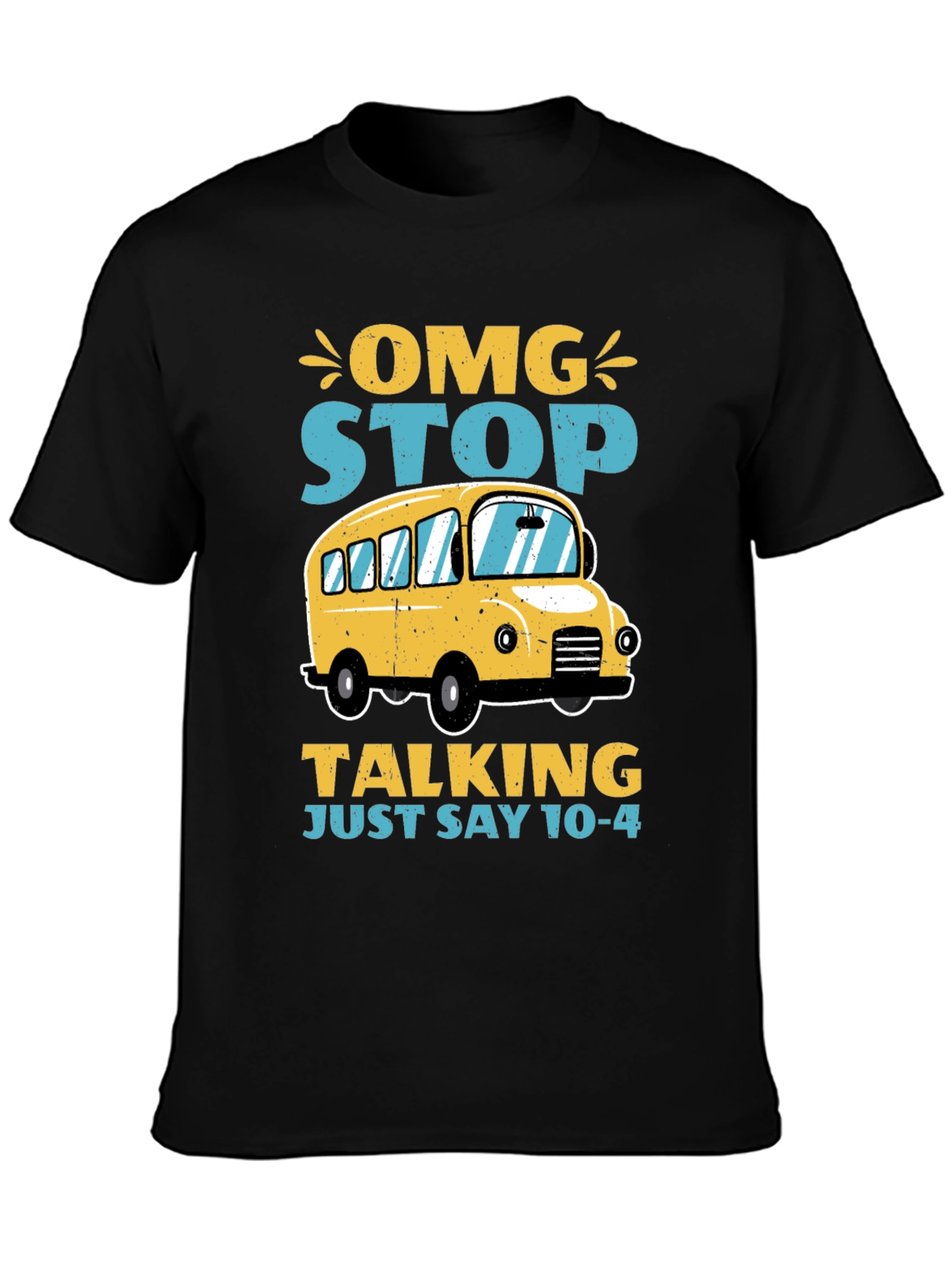 Black OMG Stop Talking School Bus T-Shirt view 3
