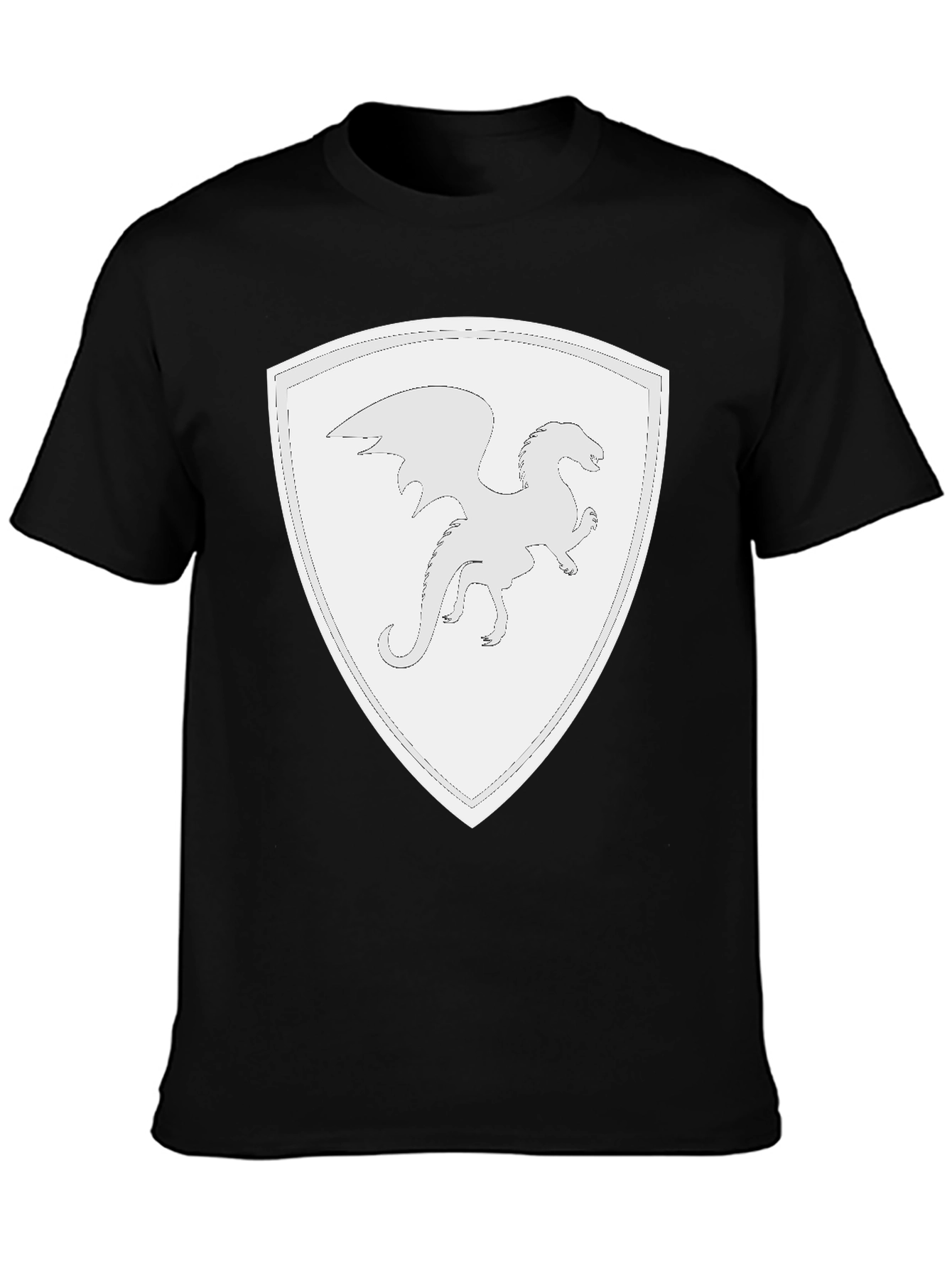 Black Dragon Shield Black T-Shirt - Fantasy Tee view 3