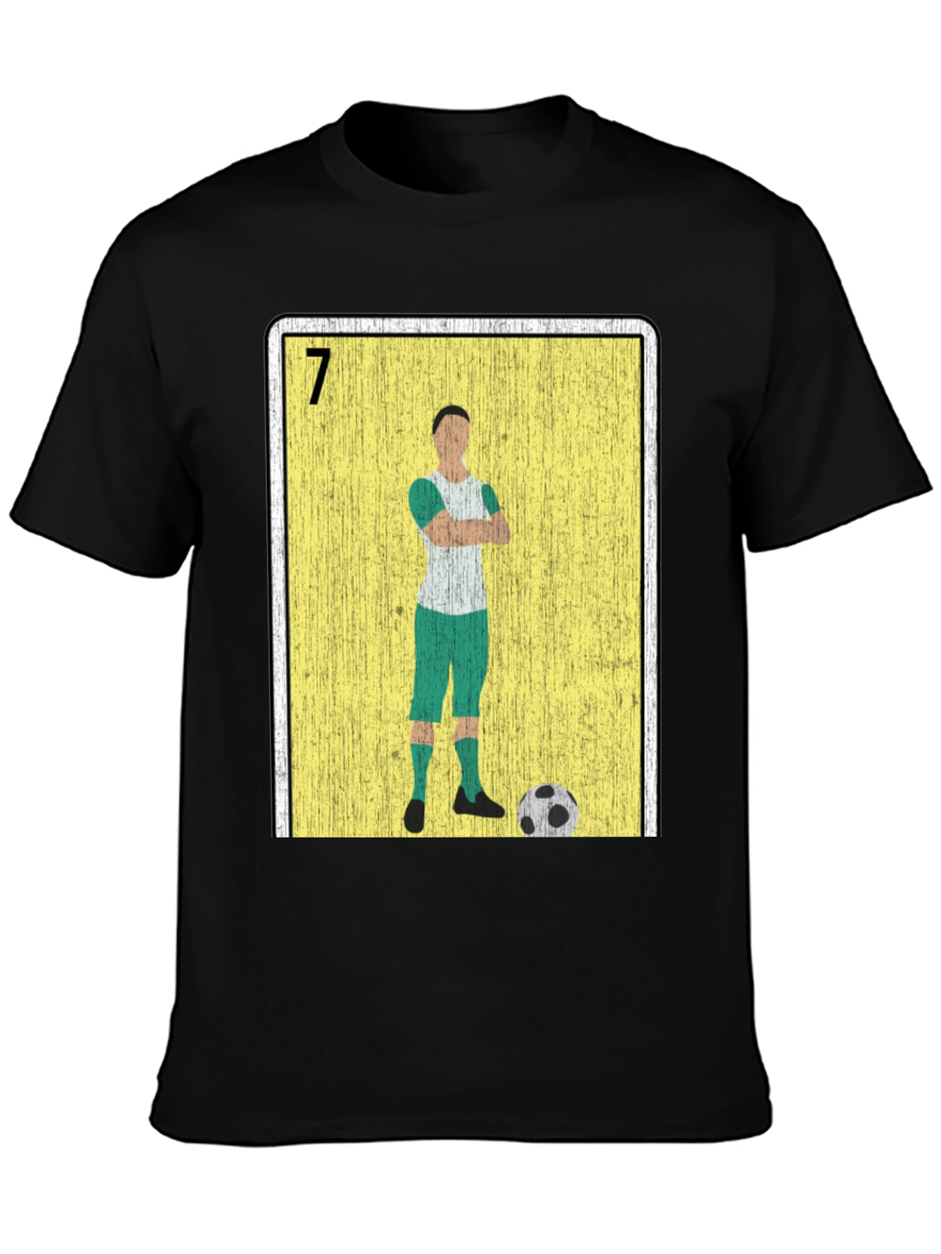 Black Soccer Player Loteria Card Graphic T-Shirt view 3