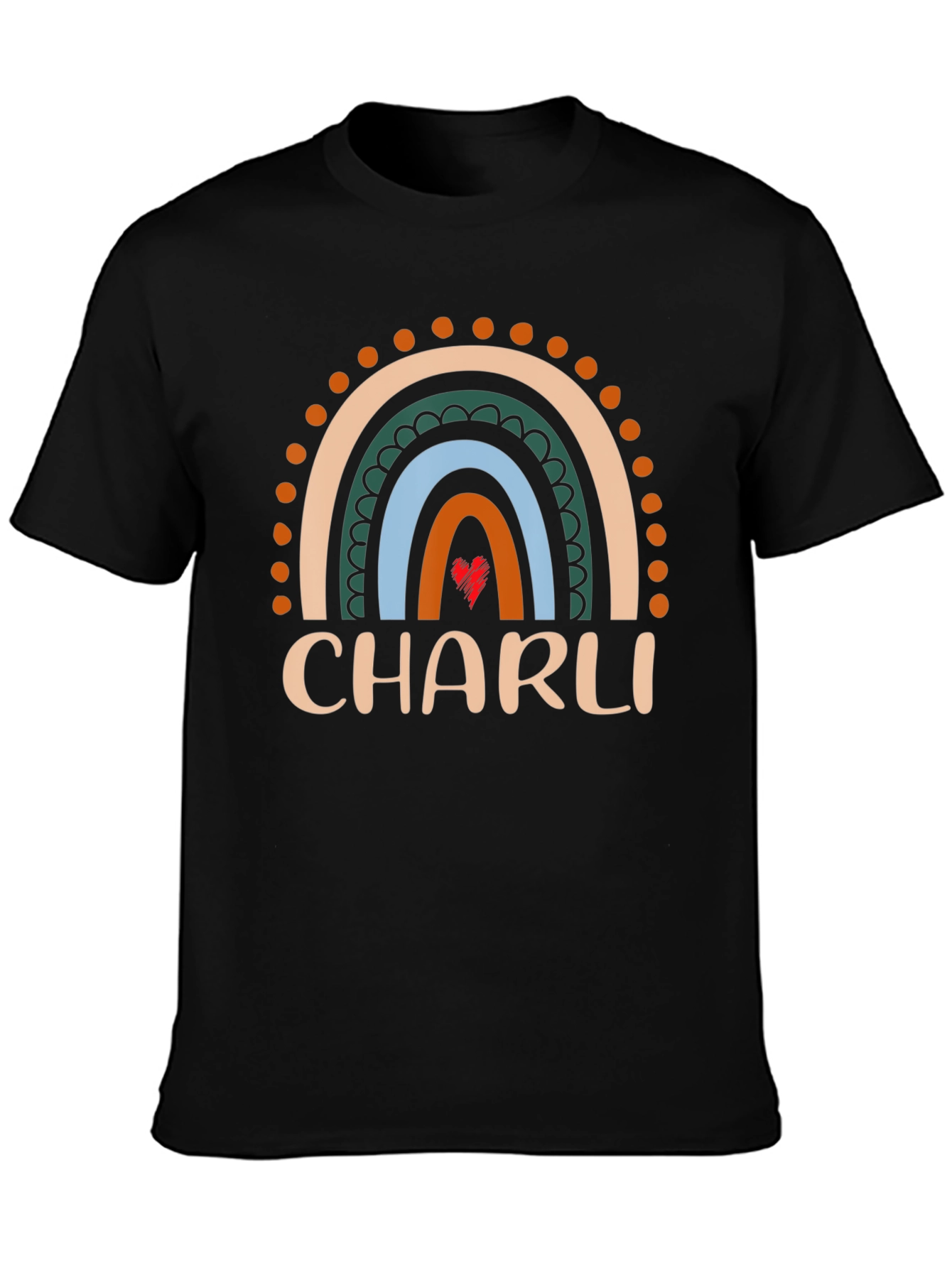 Black CHARLI Rainbow Graphic Tee - Custom Name Shirt view 3
