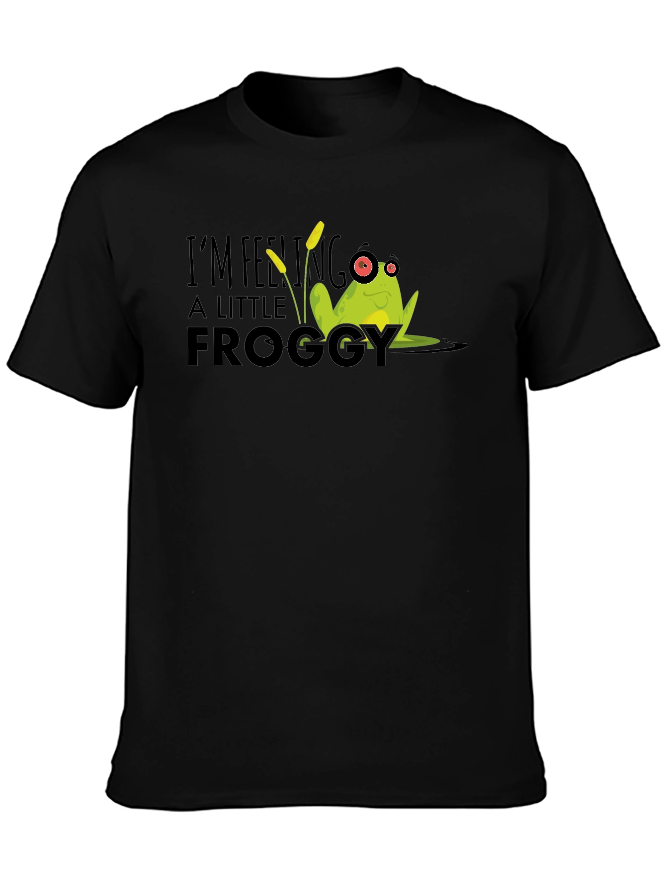 Black Feeling Froggy T-Shirt - Funny Graphic Tee view 3
