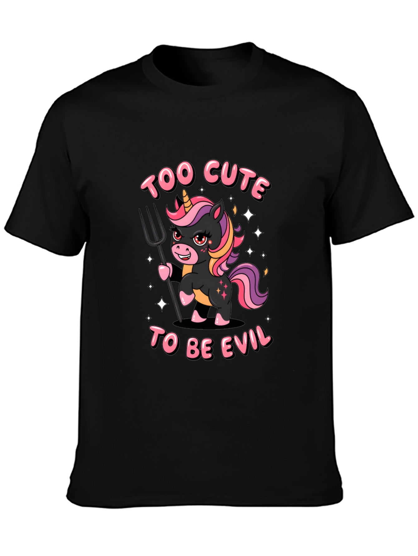 Black Too Cute To Be Evil Unisex T-Shirt view 3