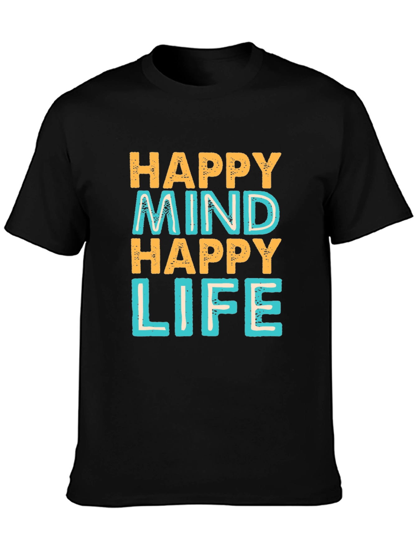 Black Happy Mind Happy Life Graphic Tee view 3