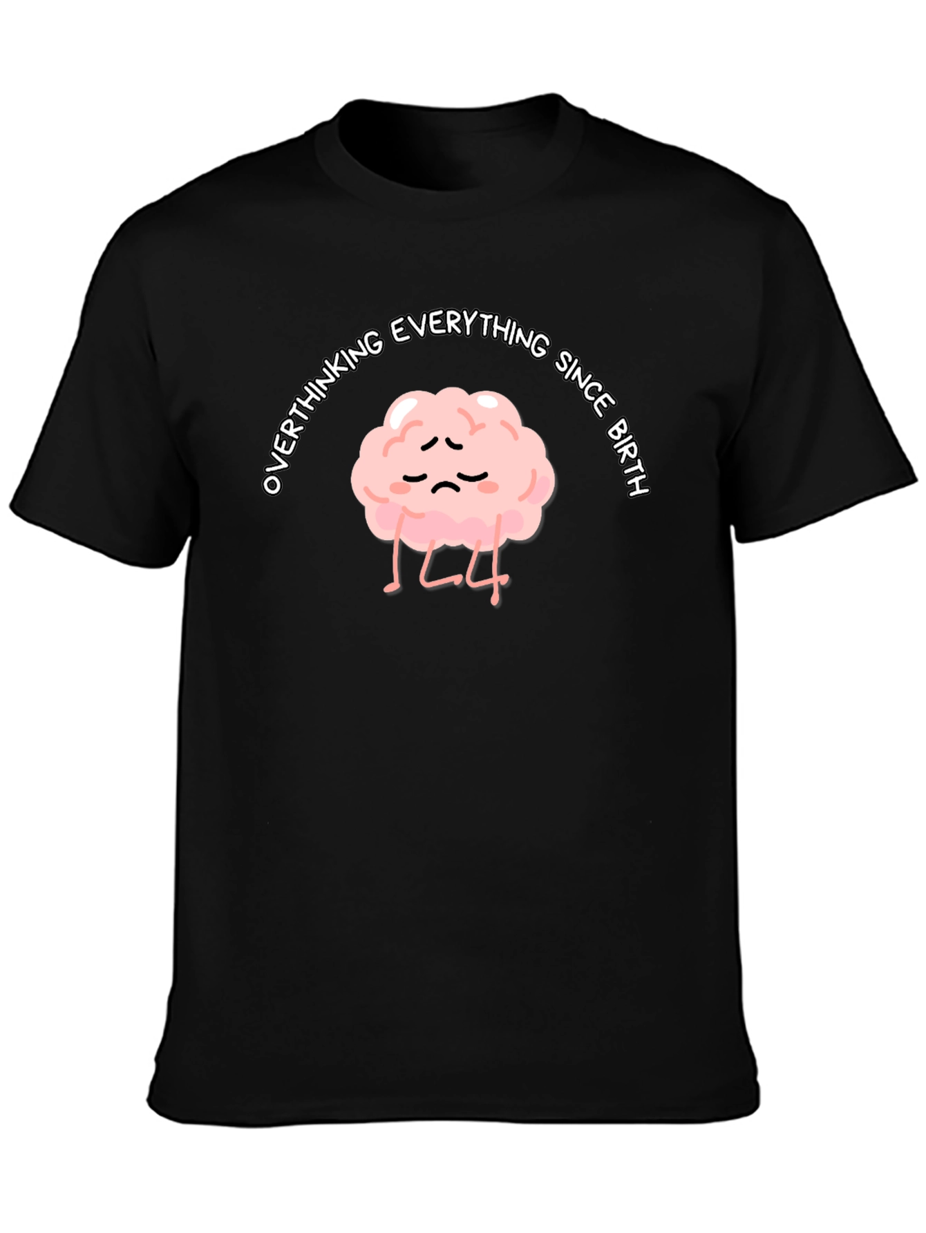 Black Overthinking Brain Graphic Tee - Unisex Black T-Shirt view 3