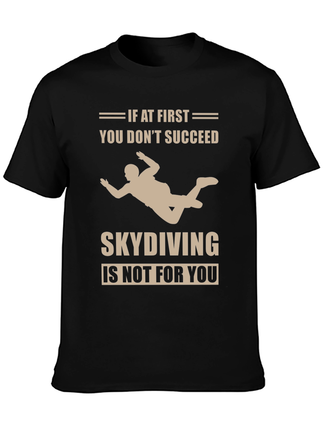 Black Skydiving Funny Graphic T-Shirt view 3